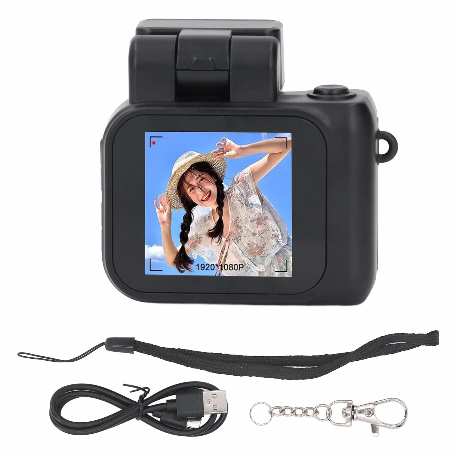 Mini Kamera z Brelokiem, Wideo 1080P 2 MP HD, Mała Kamera Micro Mini DV DVR, 6 Filtrów Retro, Obiektyw Szerokokątny 160 Stopni
