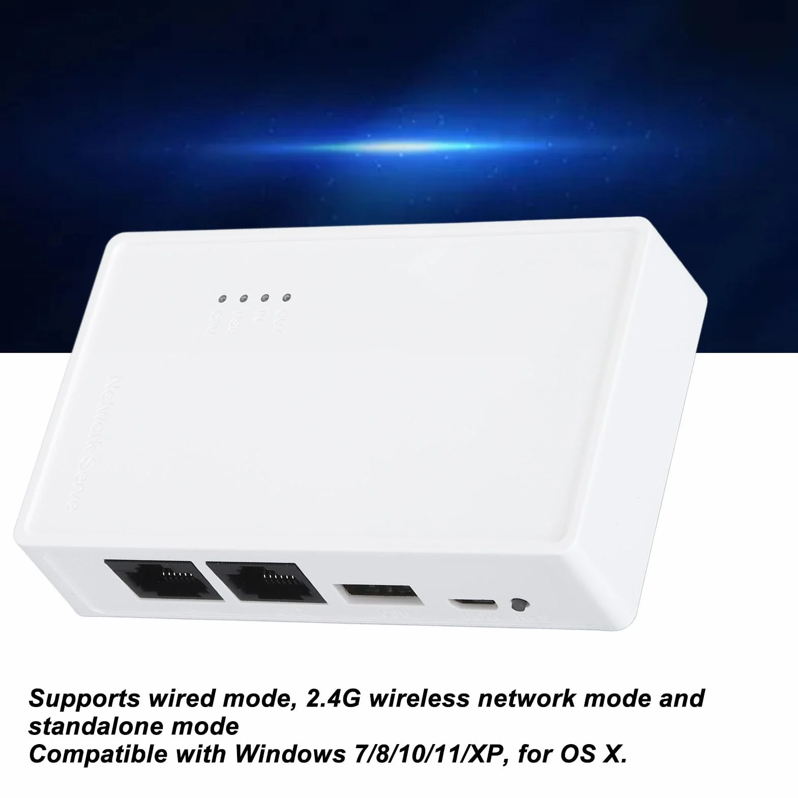 Bezprzewodowy Serwer Druku USB, Serwer Druku z siecią LAN/mostkiem 10/100Mbps, Obsługa Trybu Przewodowego/bezprzewodowego/samodzielnego, dla Systemów Windows, Mac i Wszystkich