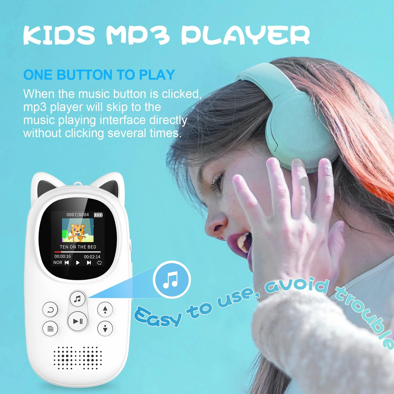32GB Odtwarzacz MP3 z Bluetooth 5.0, Odtwarzacze MP3 dla dzieci z głośnikiem o pojemności 750 mAh, odtwarzacz muzyczny Oilsky Child Mp3 z radiem FM (Czarny)
