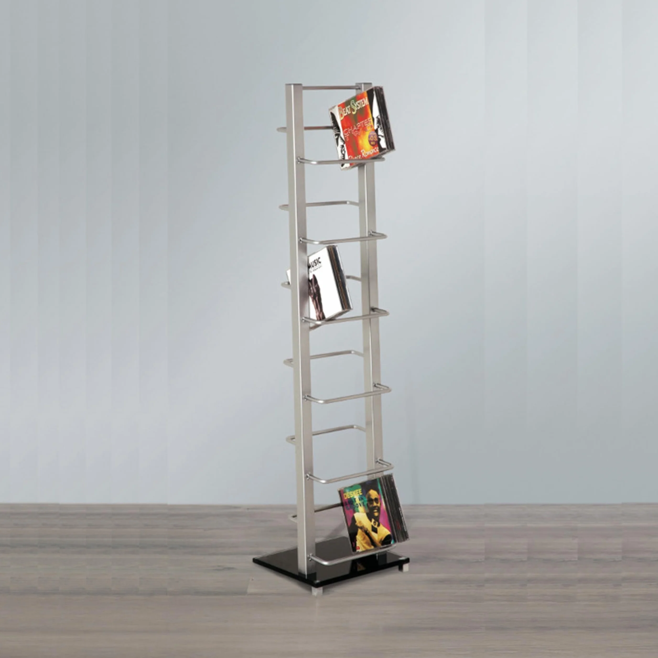 Regał na płyty CD Lounge Tower 92cm aluminium szkło