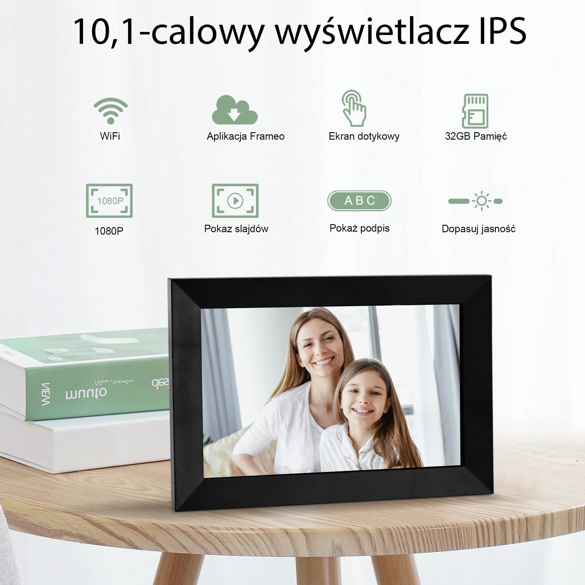 Veidoo Frameo 10,1 cala 32GB WiFi cyfrowa ramka na zdjęcia HD IPS 1280x800