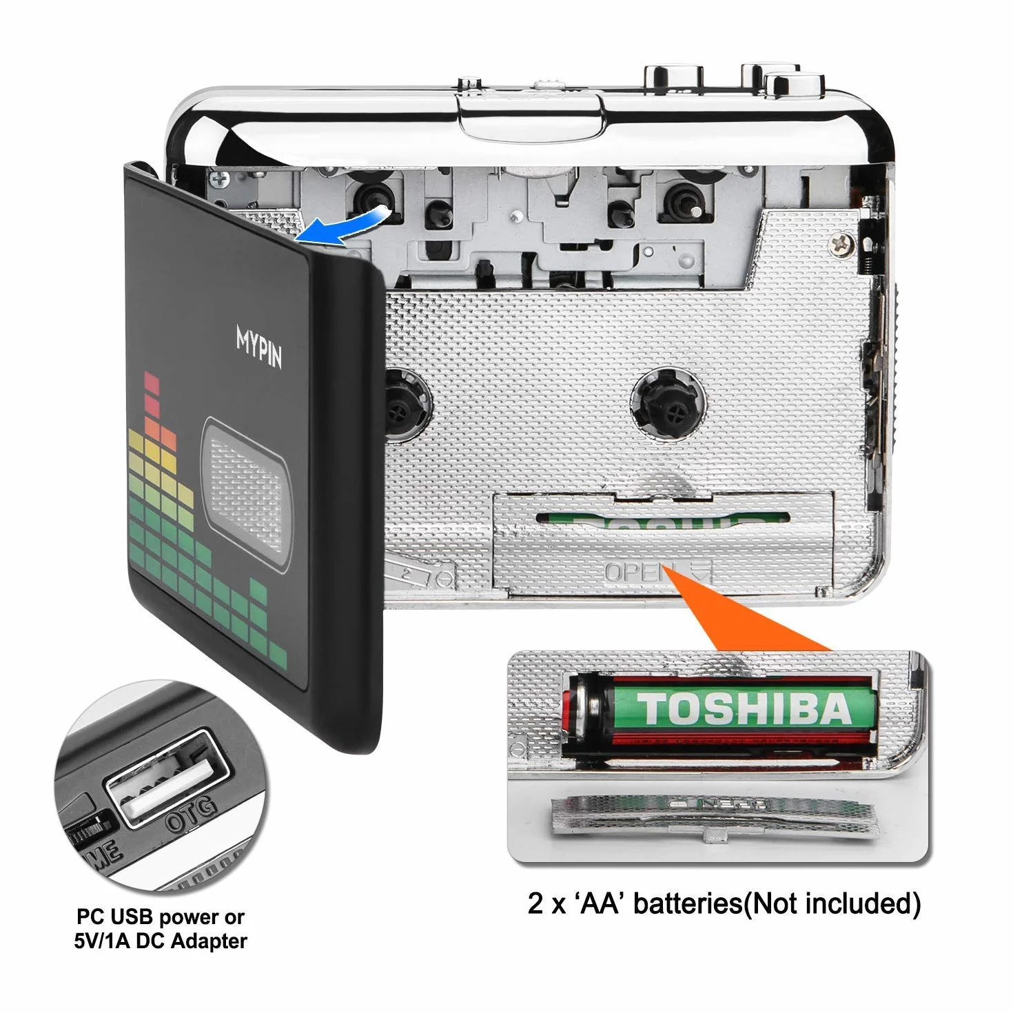Przenośny odtwarzacz kasetowy USB MP3 konwerter magnetofon na pendrive