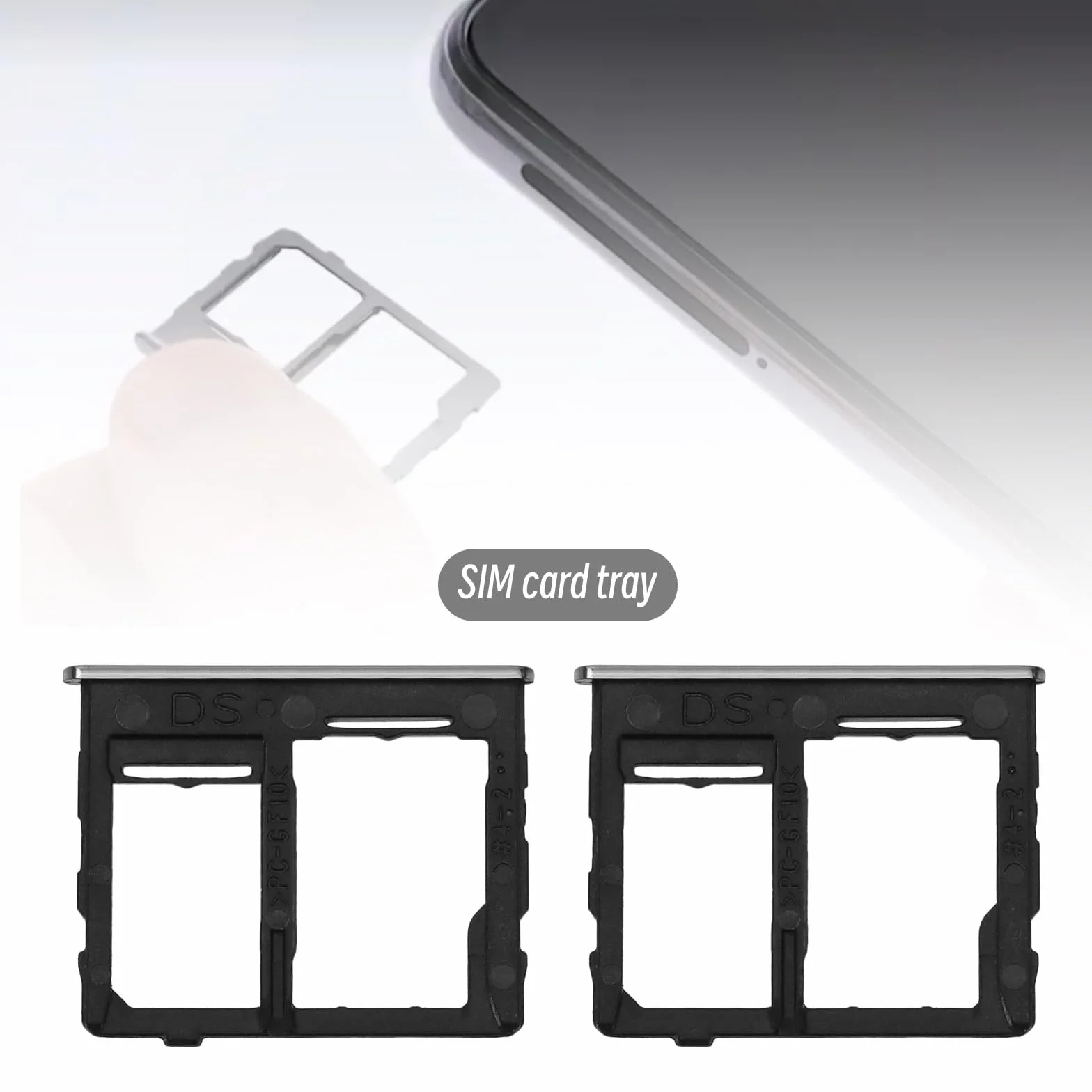 OTOTEC 2 zestawy podwójnych przegródek na karty SIM, uchwyt na kartę micro SD, zamiennik z bolcem SIM, kompatybilny z Samsung Galaxy A32 5G 2021, czarny