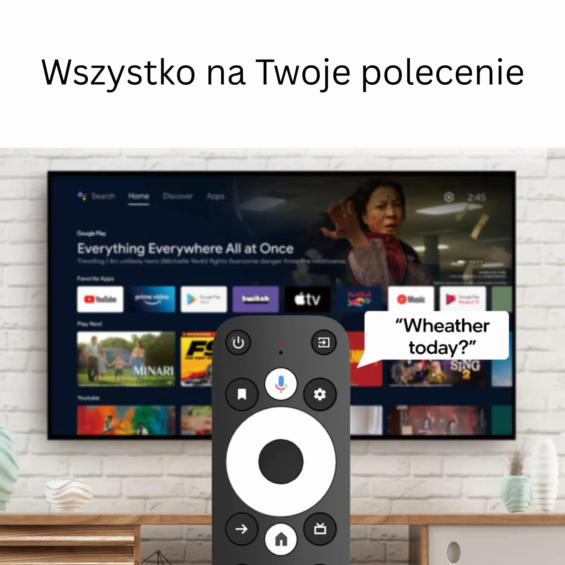 Przystawka Smart TV Stick 4K HDR | Android TV 14 | Odtwarzacz z Asystentem Google | Chromecast | Obsługuje Netflix, YouTube, Disney+, Prime Video