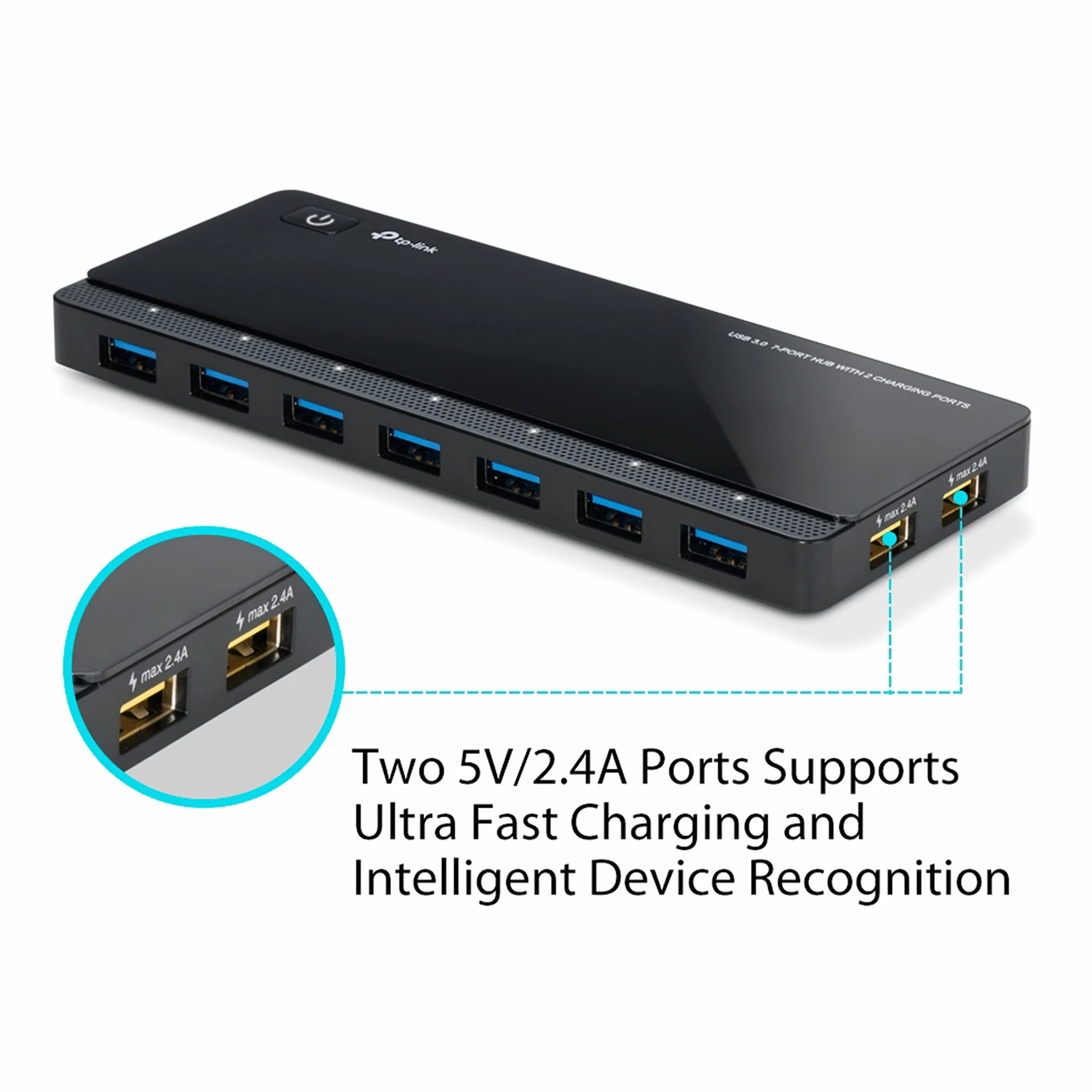 TP-Link UH720 7-portowy Hub USB 3.0 z portami ładowania 2.4A, zasilacz 12V/4A