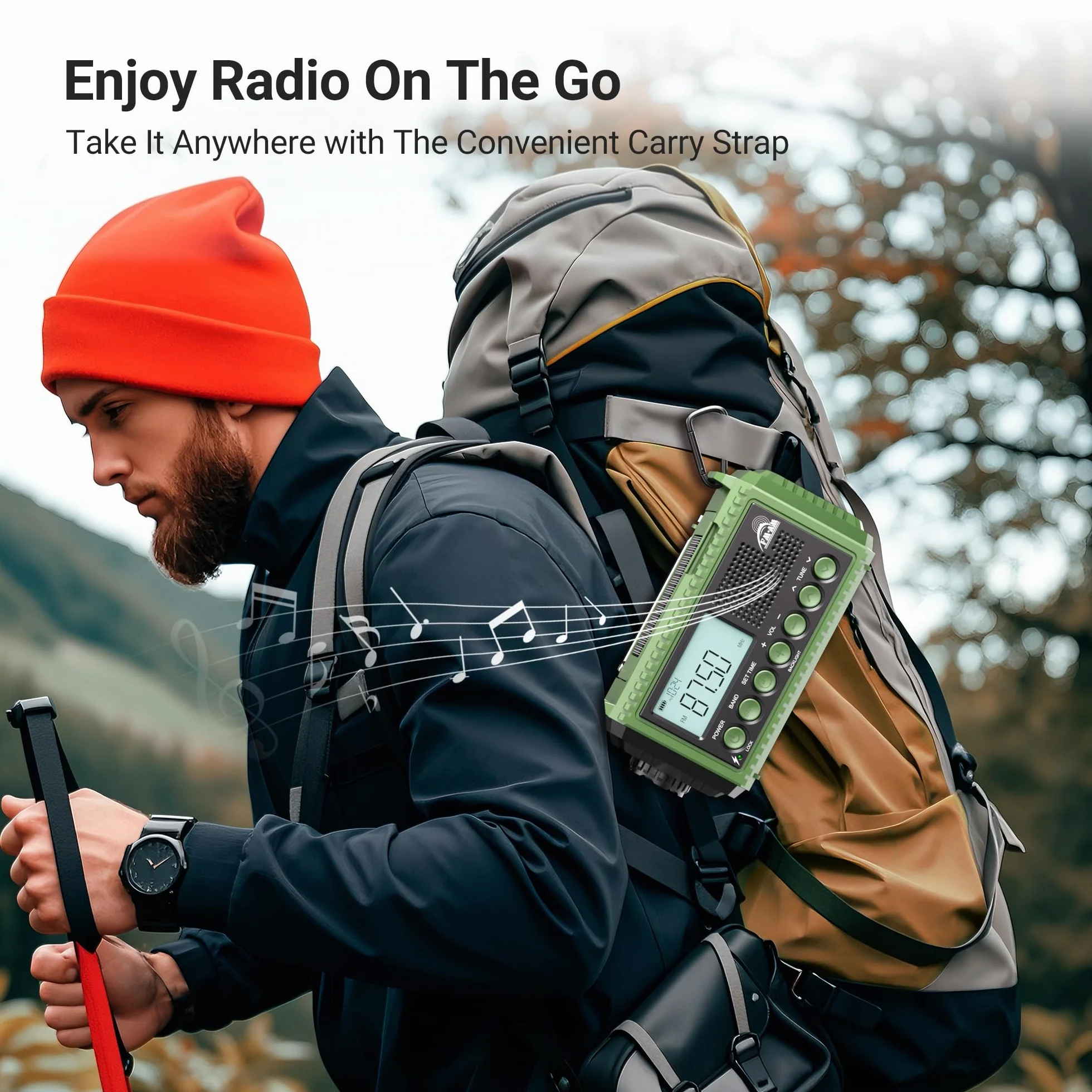 Mesqool radio korbowe z powerbankiem 12000mAh, radio AM/FM/SW awaryjne z odbiornikiem światowym, latarka i światło do czytania, przenośne radio kempingowe z łącznikiem typu C, radio dynamo z alarmem