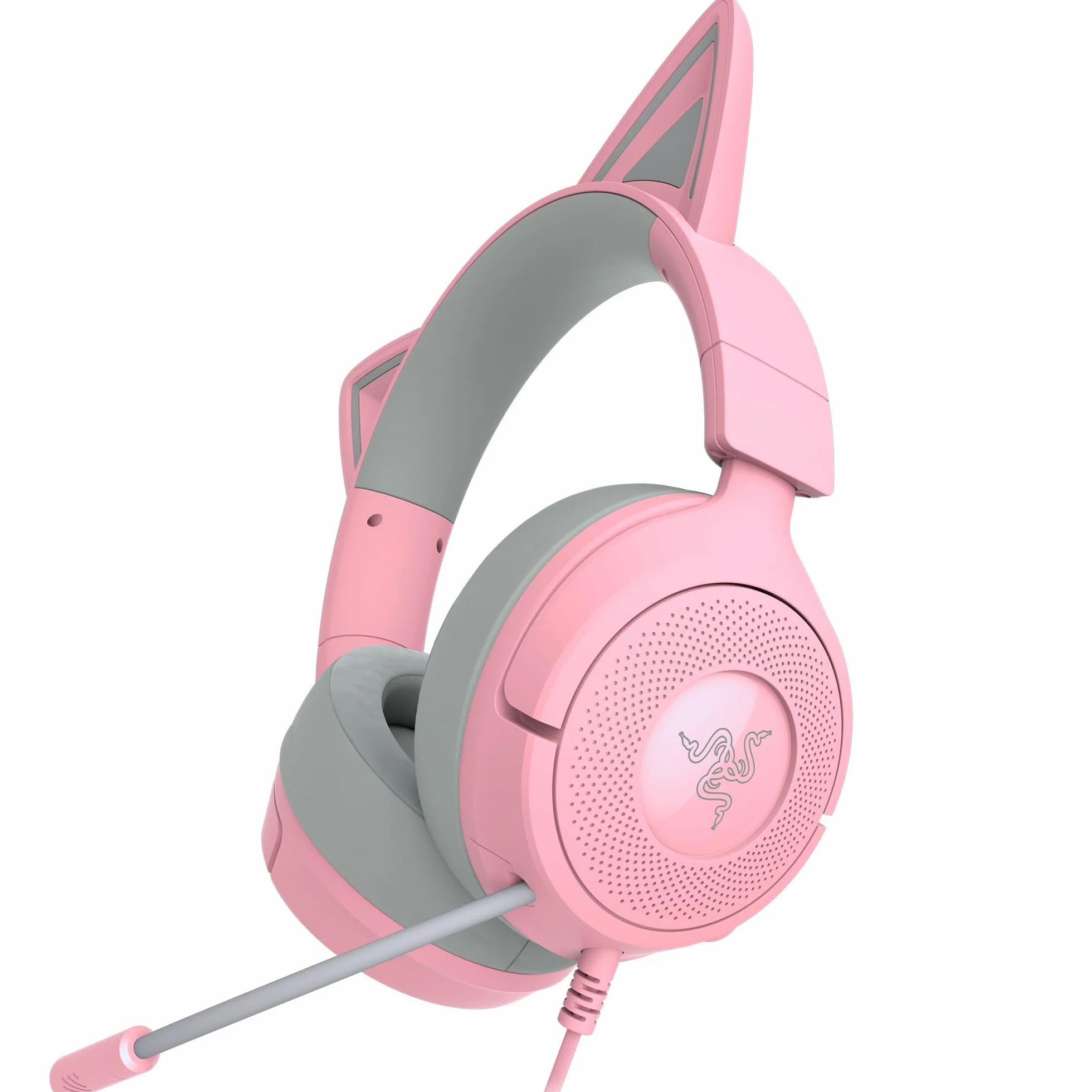Razer Kraken Kitty V3 X - przewodowy zestaw słuchawkowy Kitty do gier - kultowe uszy Kitty - lekki, waży tylko 270g - mikrofon HyperClear Cardioid - przetworniki TriForce 40mm | Quartz