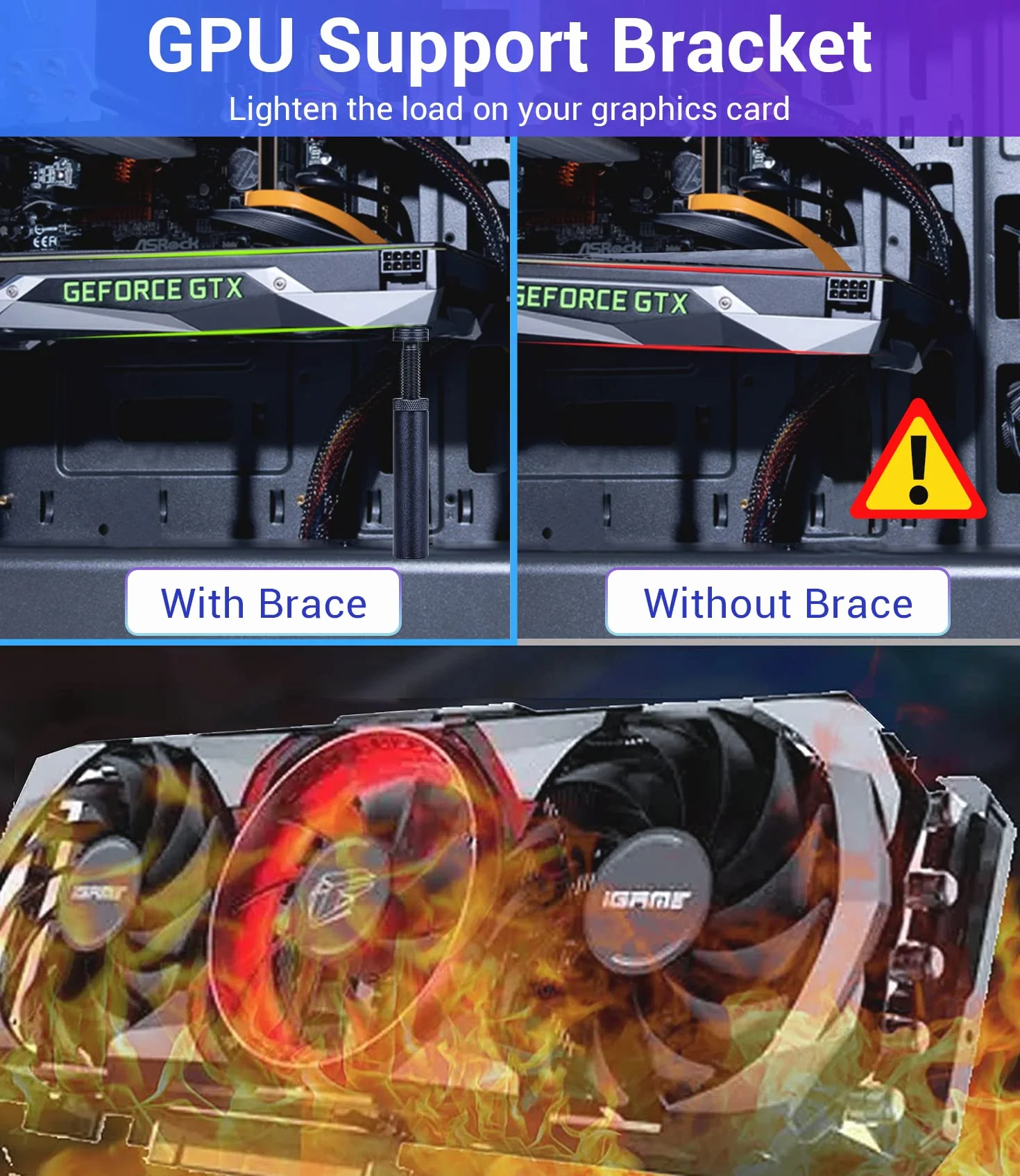 GPU Support Bracket, Wspornik GPU karty graficznej, Uchwyt karty graficznej, Uchwyt stojaka GPU, L(70mm-120mm)