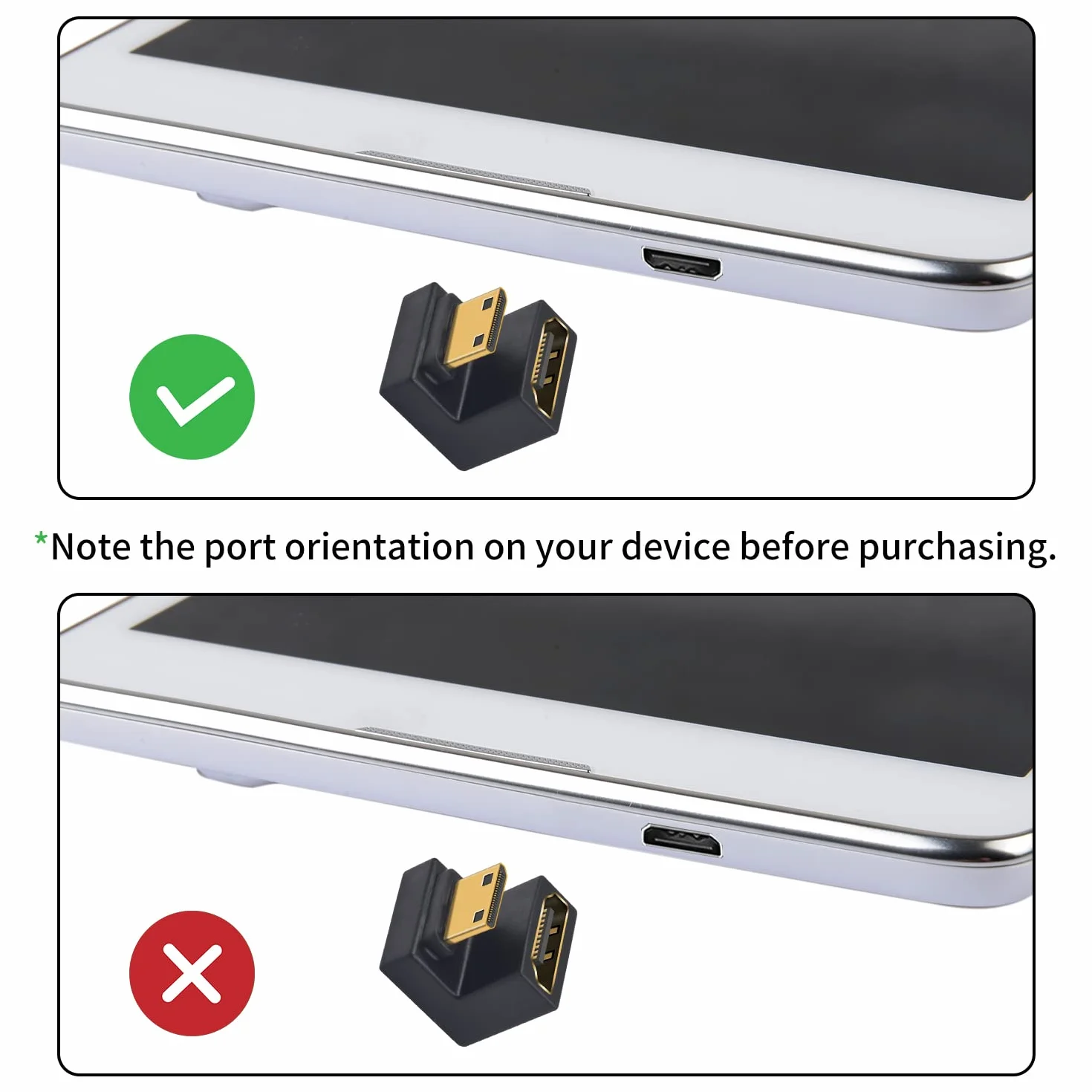 Duttek U Shape Mini HDMI do HDMI 8K Adapter, dół kąt HDMI do HDMI Mini Adapter obsługuje 8K@60Hz, 48Gbps dla Camera/laptop/tablet/HDTV/projektor (1 opakowanie)