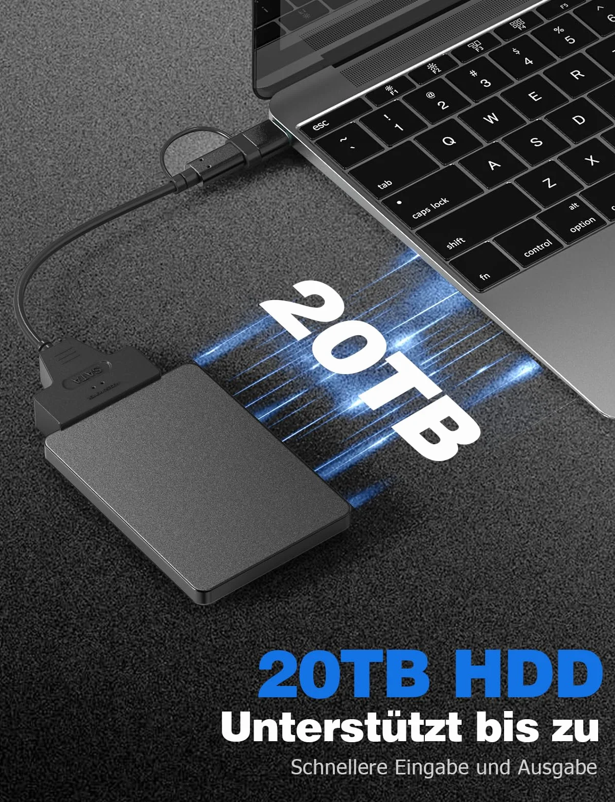 Mellbree Adapter SATA na USB 3.0, 2 w 1 USB i typ C, obsługuje dyski twarde SSD/HDD 2,5" i 3,5", szybki transfer danych, kompatybilny z systemami operacyjnymi Windows, Mac i Linux