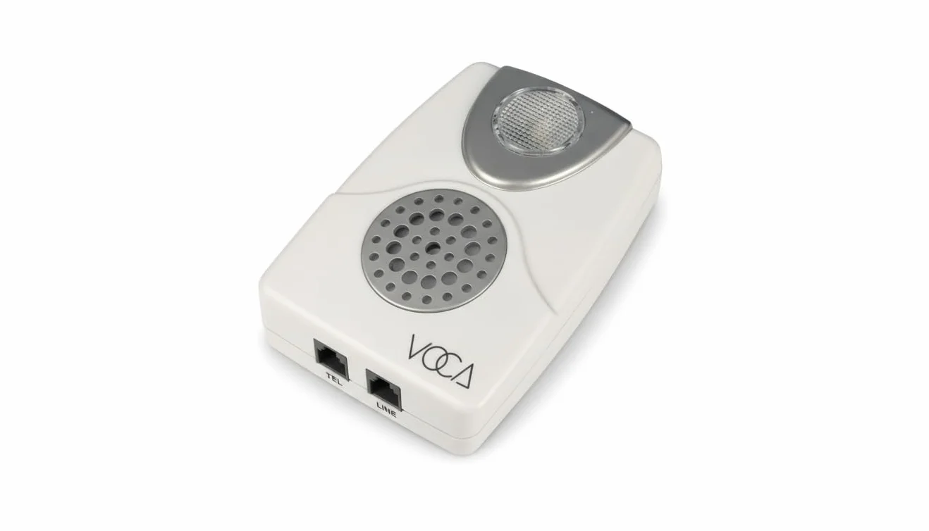 VOCA Wzmacniacz dzwonka telefonicznego, wzmocnienie do 105 db dzięki powiadomieniu o oświetleniu LED do telefonów stacjonarnych, montowany na ścianie, idealny do hałaśliwych i niedosłyszących