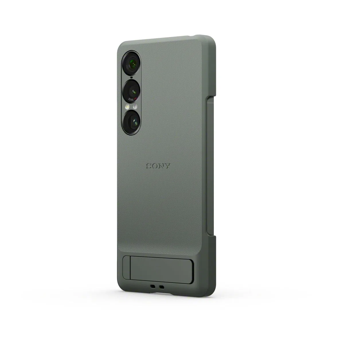 Sony Stylowa osłona z podpórką do smartfonu Xperia 1 VII | Pasek zapobiegający | Uniwersalna podpórka i nowy pasek z pierścieniem z myślą o wygodzie i lepszej ochronie, Zieleń mchu