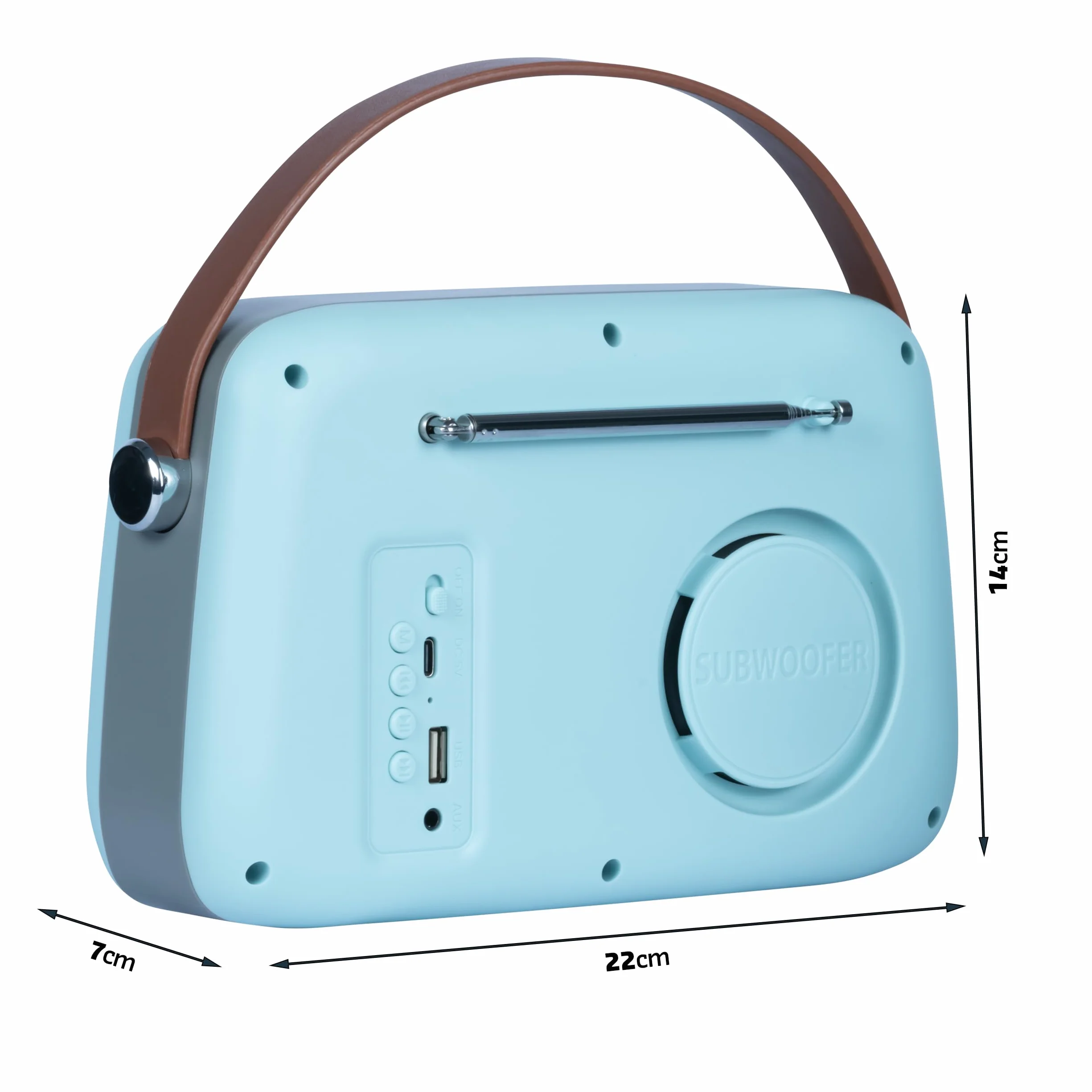 Madison FREESOUND-VR30BL-DAB Radio DAB+ Vintage z Baterią Długiej Żywotności DAB+ FM Bluetooth USB Subwoofer Matowy Niebieski