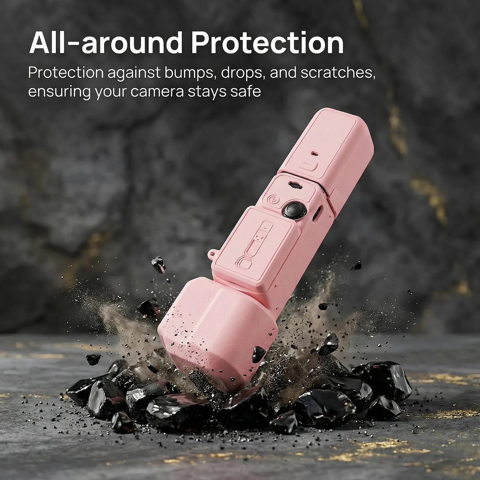 Silikonowe etui ochronne do DJI Osmo Pocket 3, odporne na uderzenia etui na aparat ze smyczą, antypoślizgowe etui z idealnym dopasowaniem, lekkie i przenośne kieszonki, 3 akcesoria, różowe