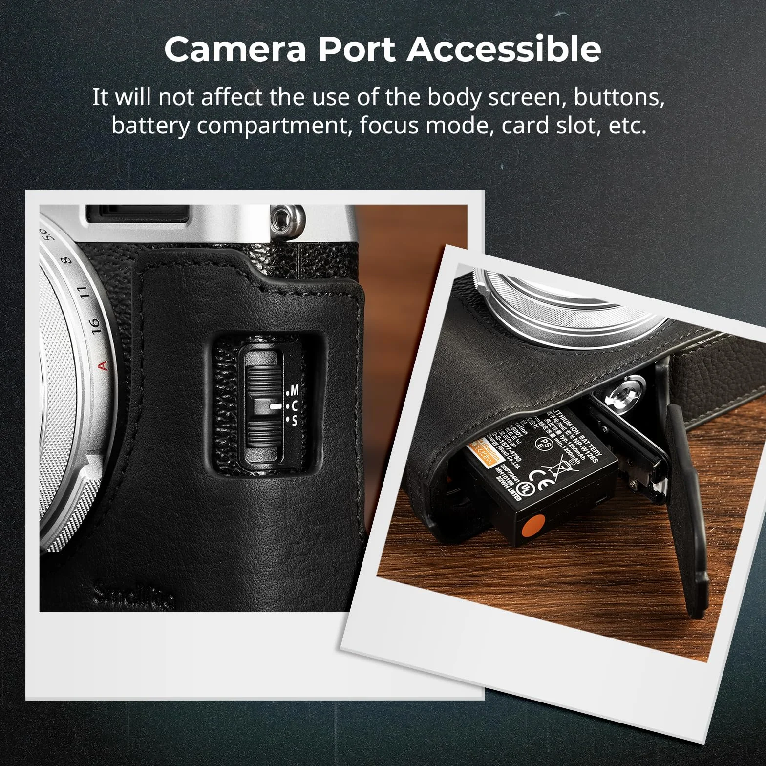 SMALLRIG X100VI Half Leather Case Kit Zestaw Skórzanego Etui z Paskiem na Ramię, Skórzane Etui na Aparat w Stylu Retro Pół Skórzane Etui z Ramką ze Stopu Aluminium dla FUJIFILM X100VI (Black) - 4700
