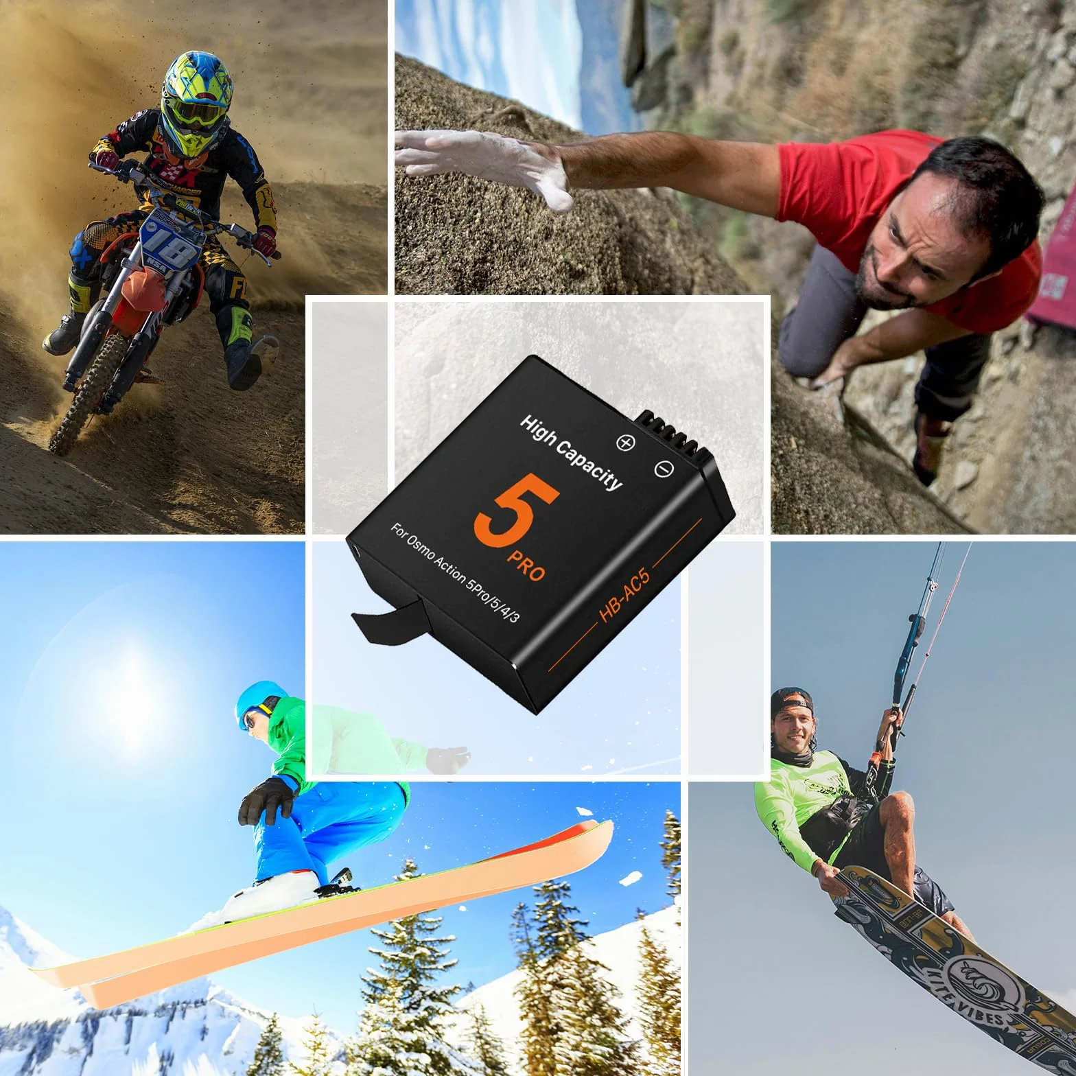 Zamiennik baterii 2800 mAh kompatybilny z DJI Osmo Action 5 Pro, ładowarka USB-C