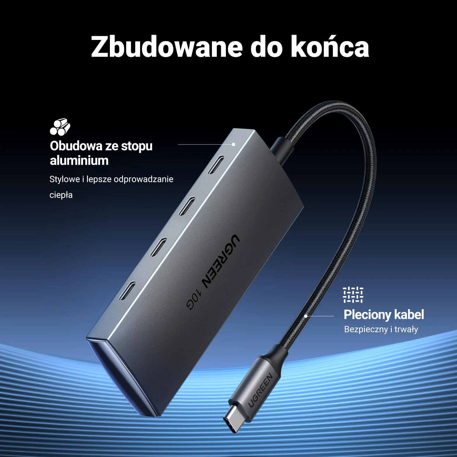 UGREEN koncentrator USB-C 4-portowy adapter USB 3.2 10 Gbps do MacBook Pro iMac iPad Pro Chromebook Galaxy S23