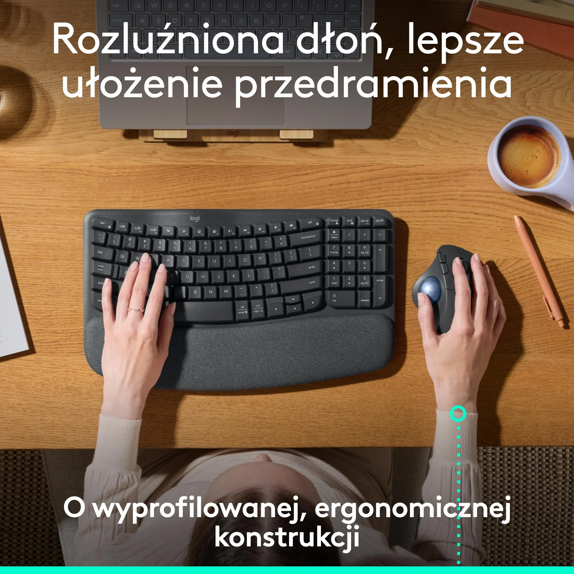 Logitech ERGO M575S bezprzewodowa mysz z trackballem ergonomiczna Bluetooth Grafit