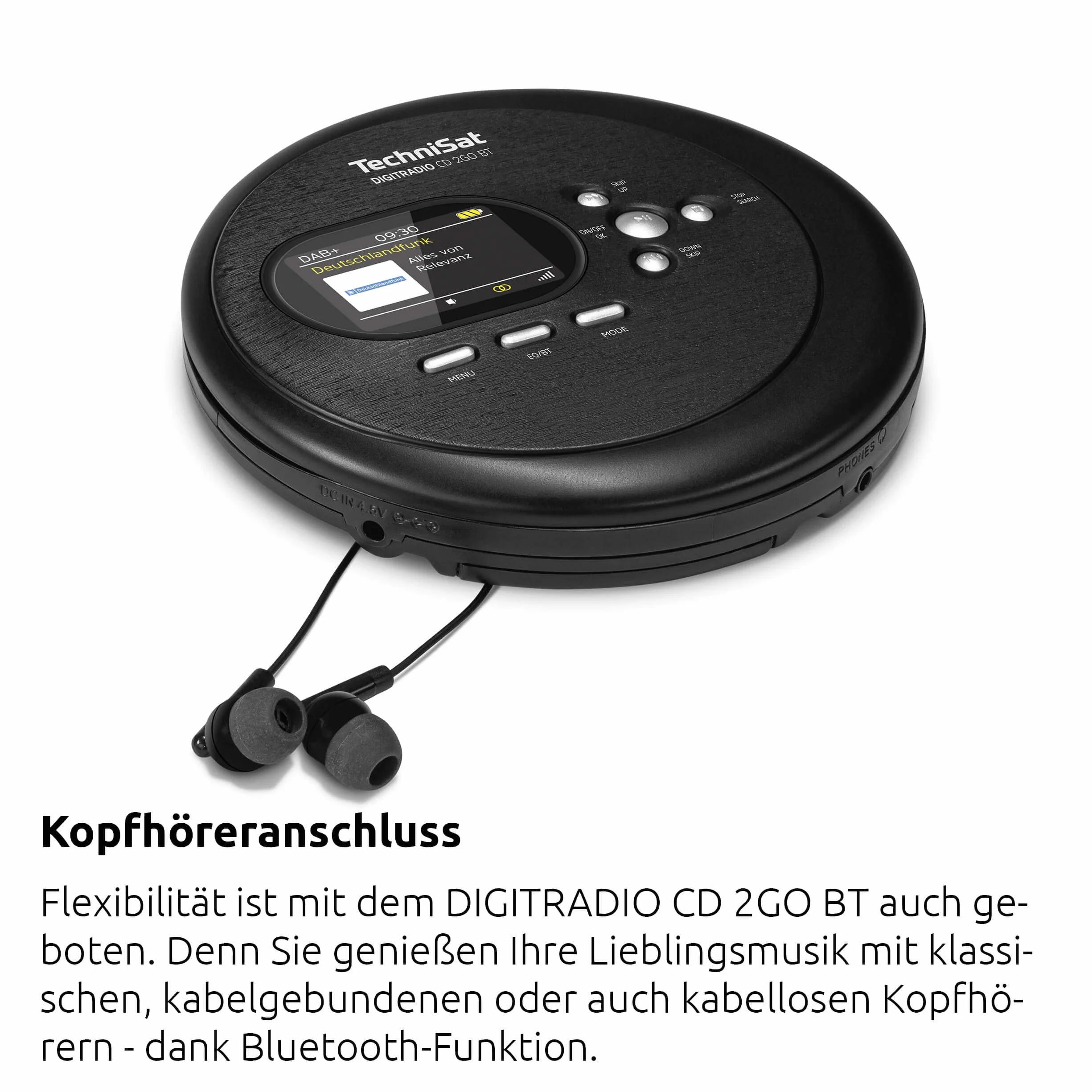 Technisat Digitradio Cd 2Go Bt 0000/3970 Odtwarzacz Cd, Czarny, 14 x 2.5 x 14 cm