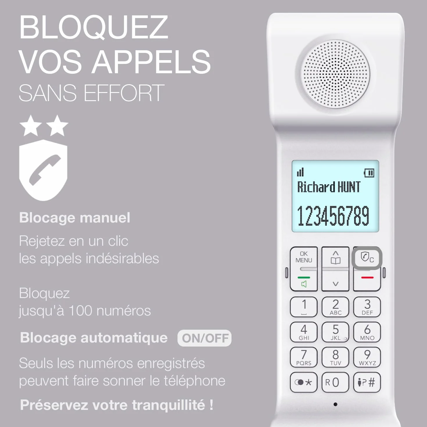 ALCATEL ePure Iconic Bezprzewodowy telefon stacjonarny DECT vintage duży wyświetlacz graficzny zestaw głośnomówiący blokada połączeń biały