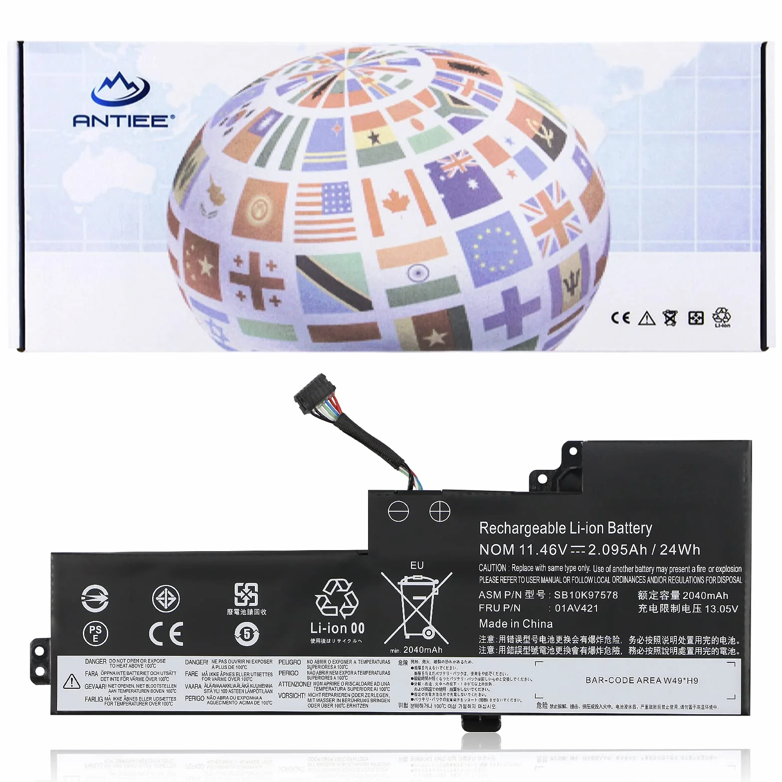 ANTIEE 24Wh 01AV421 SB10K97578 Bateria do Lenovo ThinkPad A475 A485 T470 T480 TP25 Series 01AV489 01AV420 SB10K97577 01AV419 SB10K97576 11.4 6 V 2095 mAh