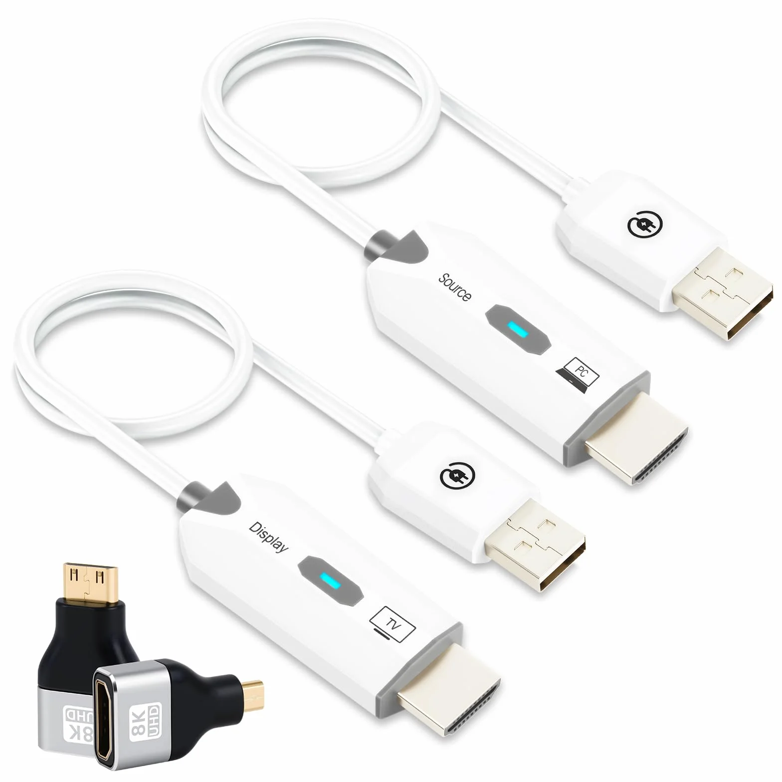 AXFEE Bezprzewodowy nadajnik i odbiornik HDMI, bezprzewodowy przedłużacz HDMI 1080P przy 60 Hz, zasięg 50 m, bezprzewodowy nadajnik i odbiornik HDMI