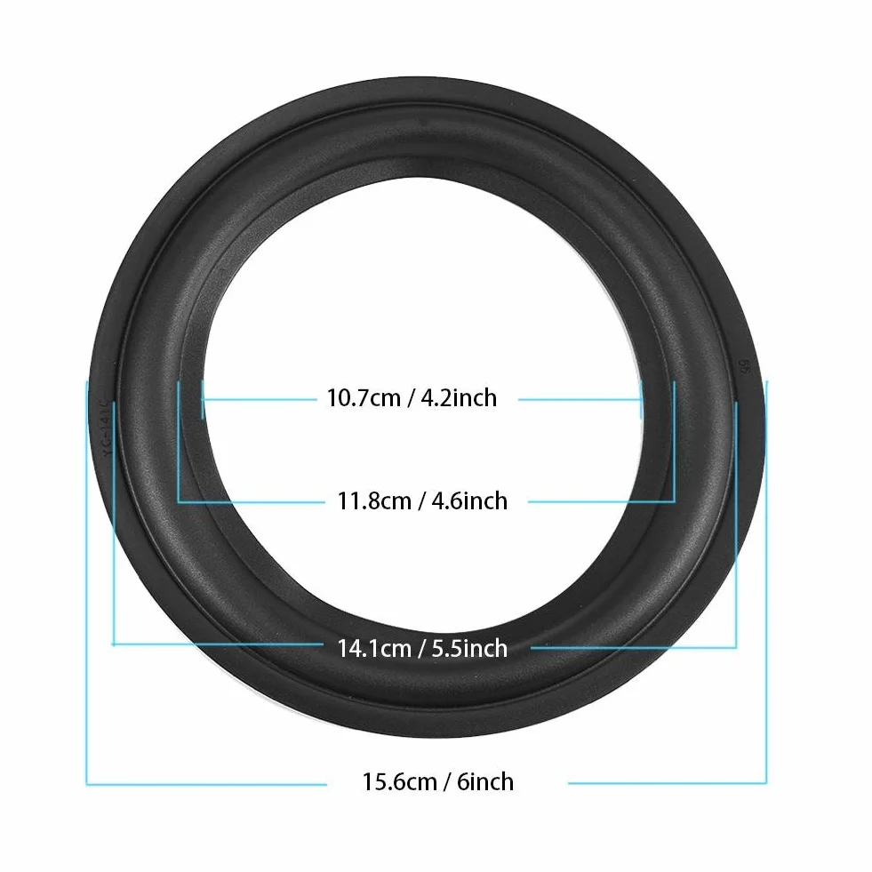 2 szt. 6 cali / 156 mm perforowana gumowa krawędź głośnika do naprawy części zamiennych czarny DIY głośnik obudowa naprawa gumowa krawędź łatwa w instalacji