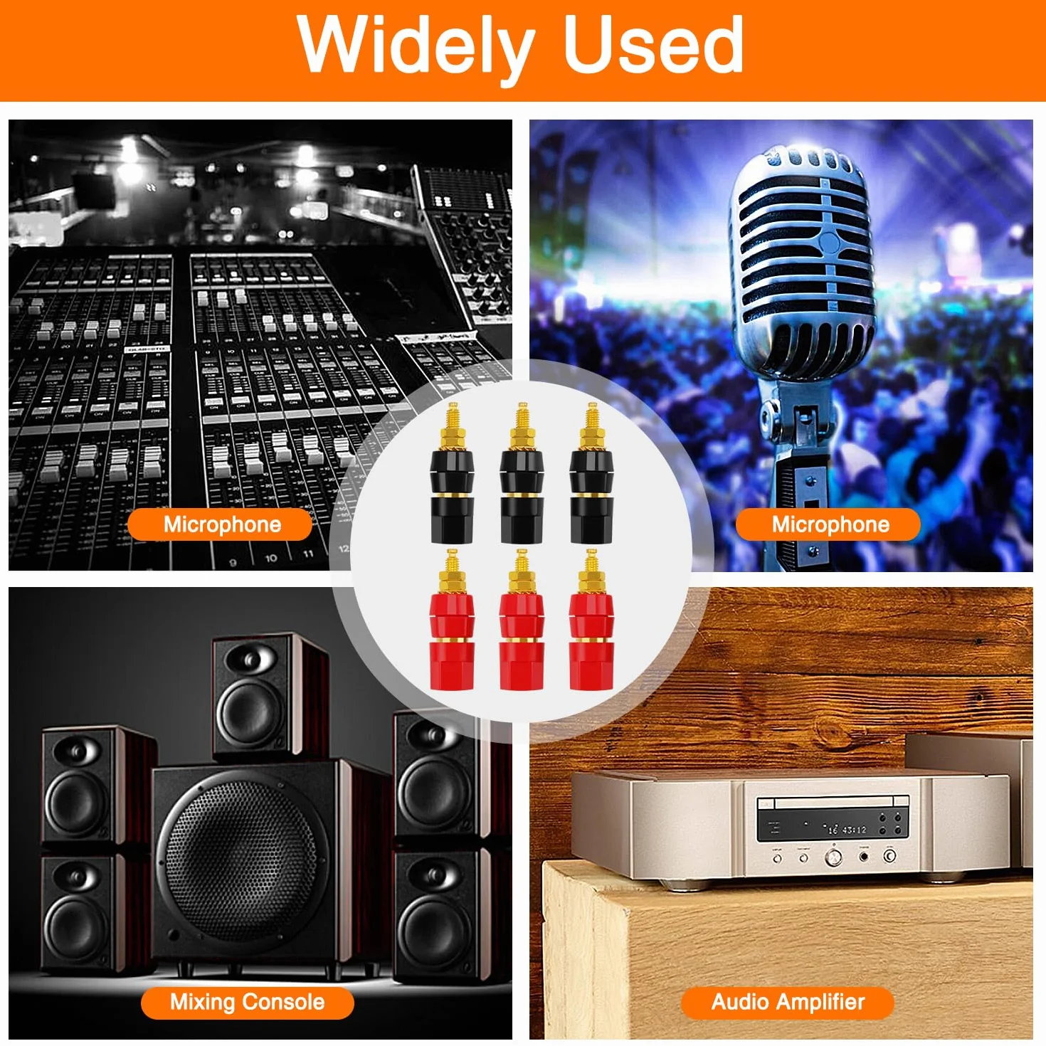 6 Sztuk 4mm Gniazdo Bananowe, Słupek do Mocowania Bananów Głośnik Wzmacniacz Audio Słupek do Mocowania, do Złącza Adaptera Bananowego, Czarny i Czerwony