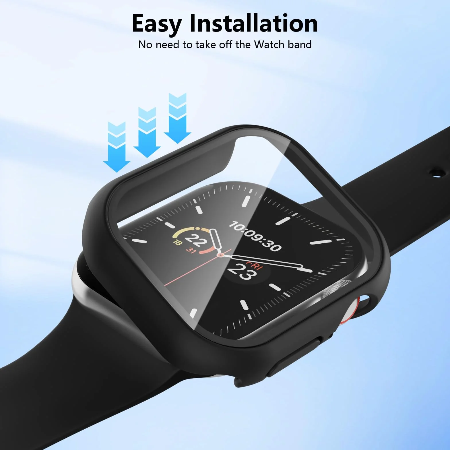 4 szt. etui kompatybilne z Apple Watch Series 11 10 42 mm ze szkła hartowanego, iWatch Case ochraniacz ekranu i etui ochronne do Apple Watch Series 11 10 42 mm (4 czarne)