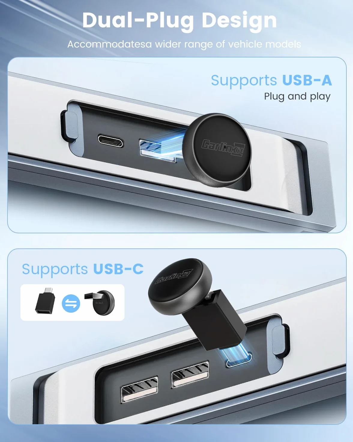 CarlinKit MINI Ultra3 Bezprzewodowy Adapter CarPlay Android Auto iOS 10+ Android 11.0+