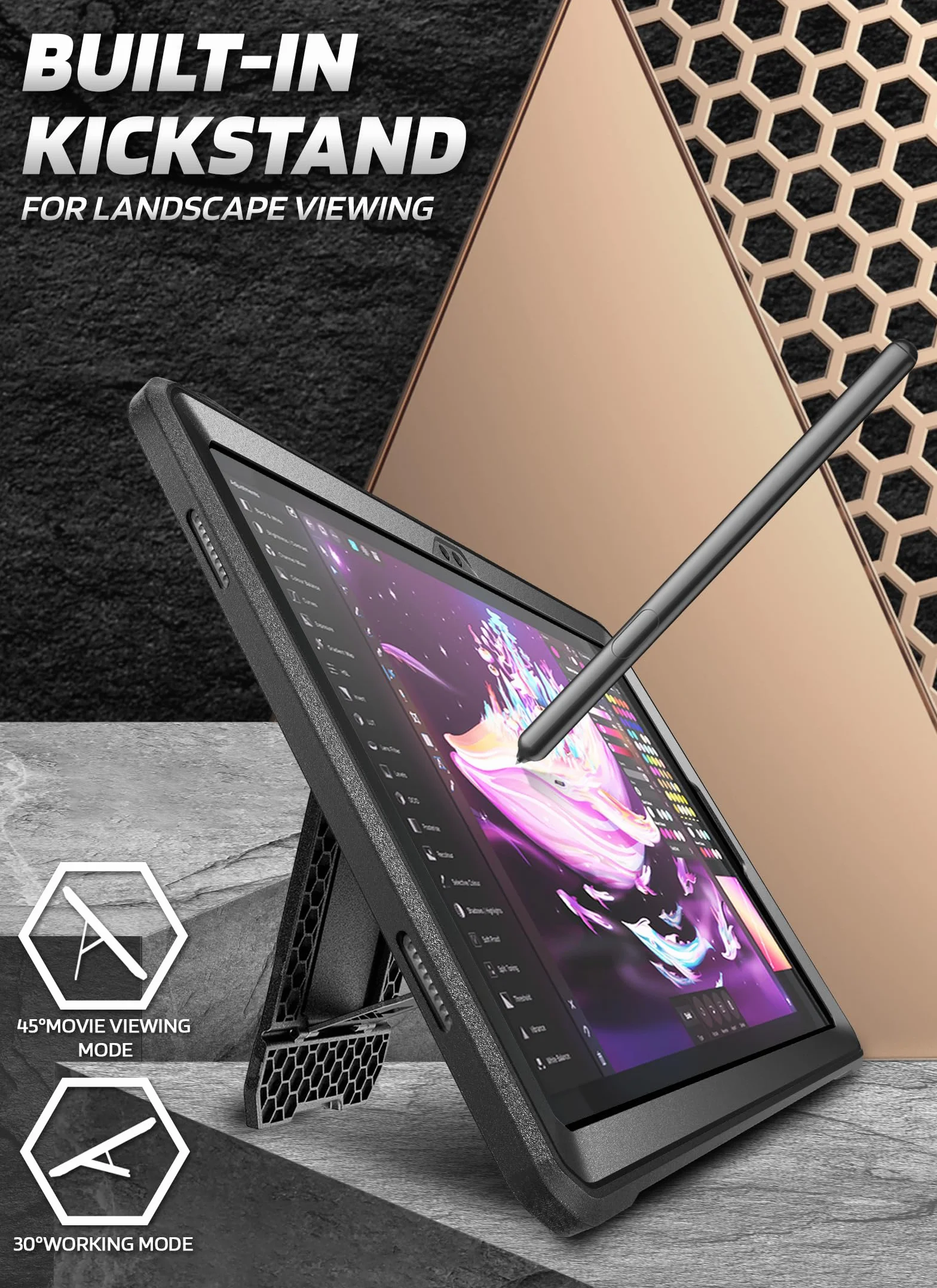 SUPCASE Etui Samsung Galaxy Tab A11 Plus Unicorn Beetle Pro wbudowana osłona ekranu wytrzymały pokrowiec ochronny czarny