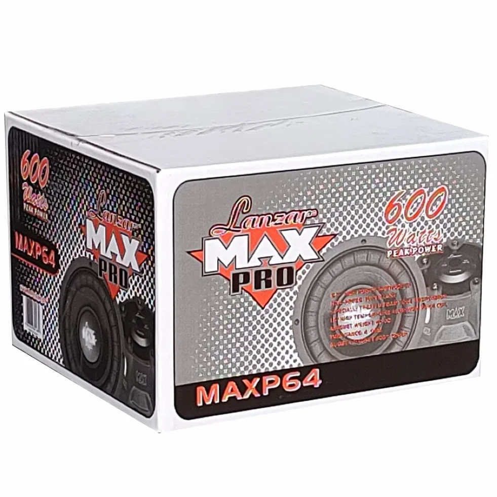 1 subwoofer do LANZAR MAX PRO MAXP64 6,5" 16,5 cm 165 mm 300 watt rms 600 watt max pojedyncza cewka 4 omy pokrywa bagażnika drzwi samochodu, 1 sztuka + element mocujący