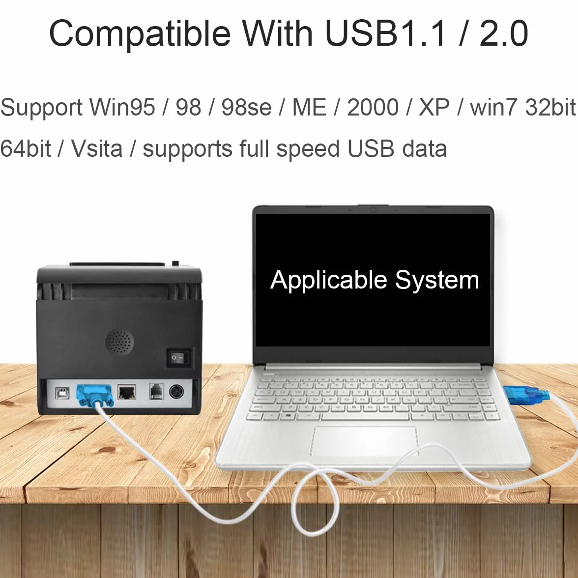 Adapter USB na RS232, kabel USB 2.0 na szeregowy DB9, 9-pinowy męski adapter z chipsetem konwertera RS-232, system Windows 10 8 7, 2 szt