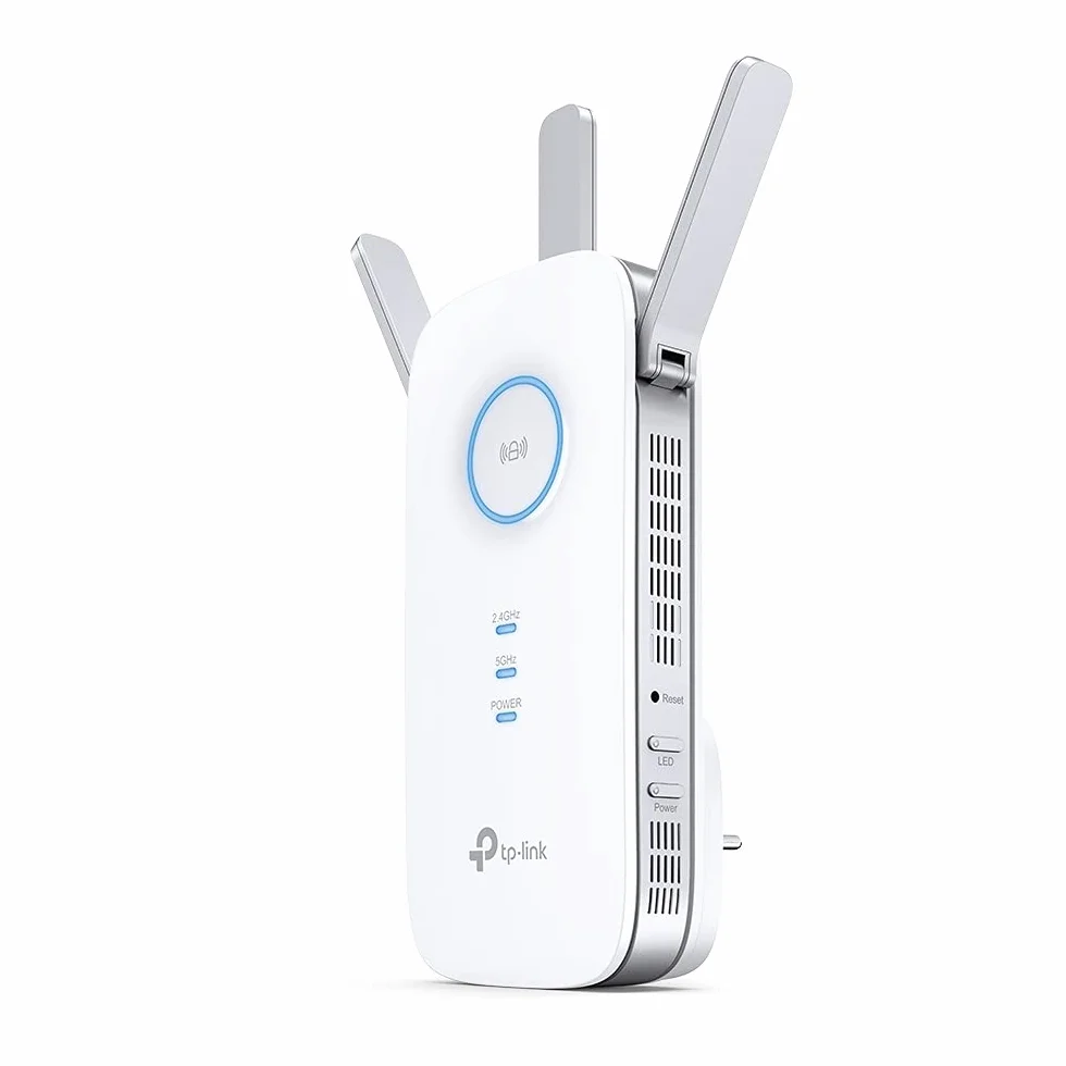 TP-Link RE550 – Wzmacniacz sygnału Wi-Fi AC1900, 1300 Mb/s (5GHz) + 600 Mb/s (2.4GHz), 3 anteny, port Gigabit, tryb AP, wskaźnik sygnału