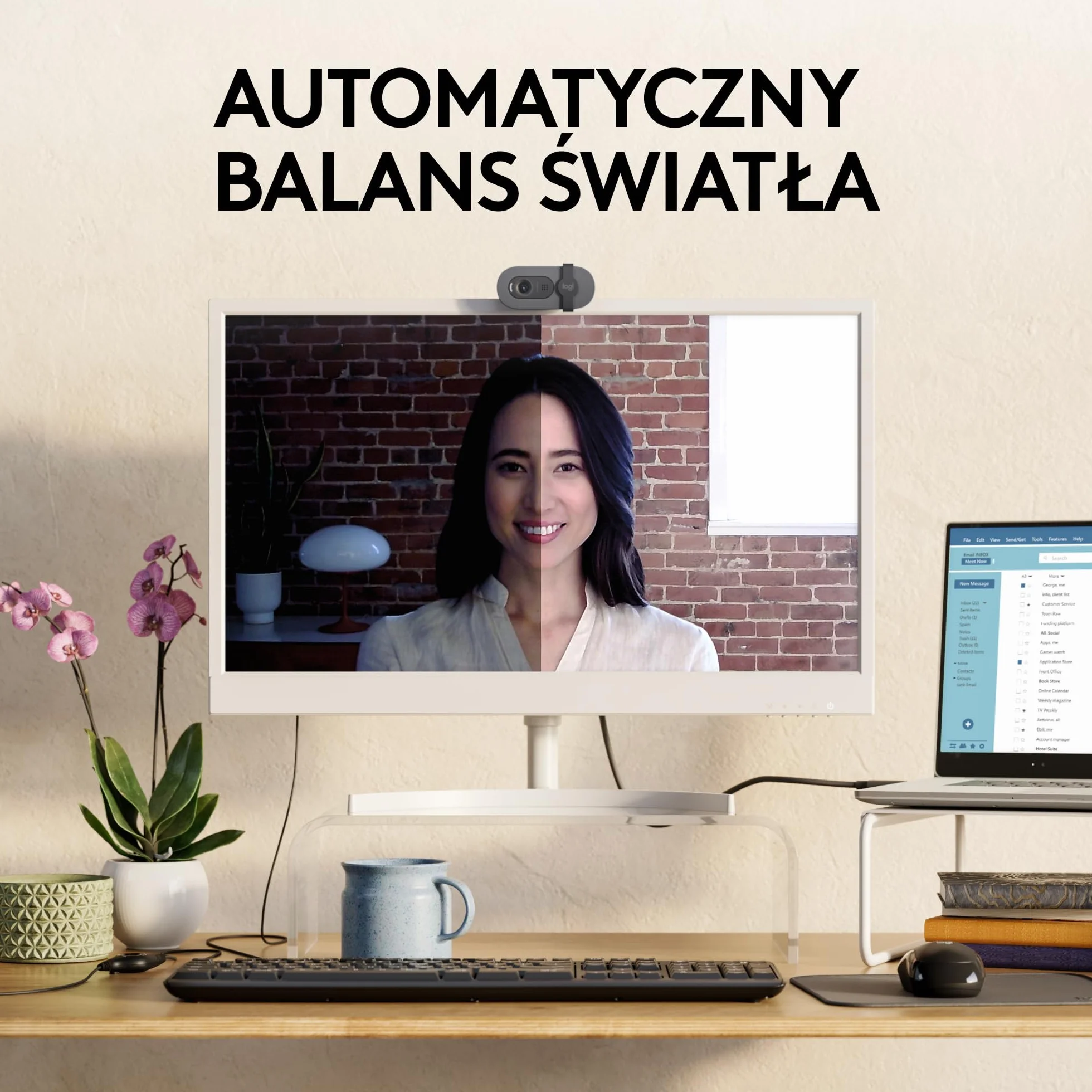 Logitech Brio 100 Full HD Kamera do spotkań i streamowania, automatyczny balans światła, wbudowany mikrofon, osłona migawki, USB-A, do Microsoft Teams, Google Meet, Zoom i innych - Grafit