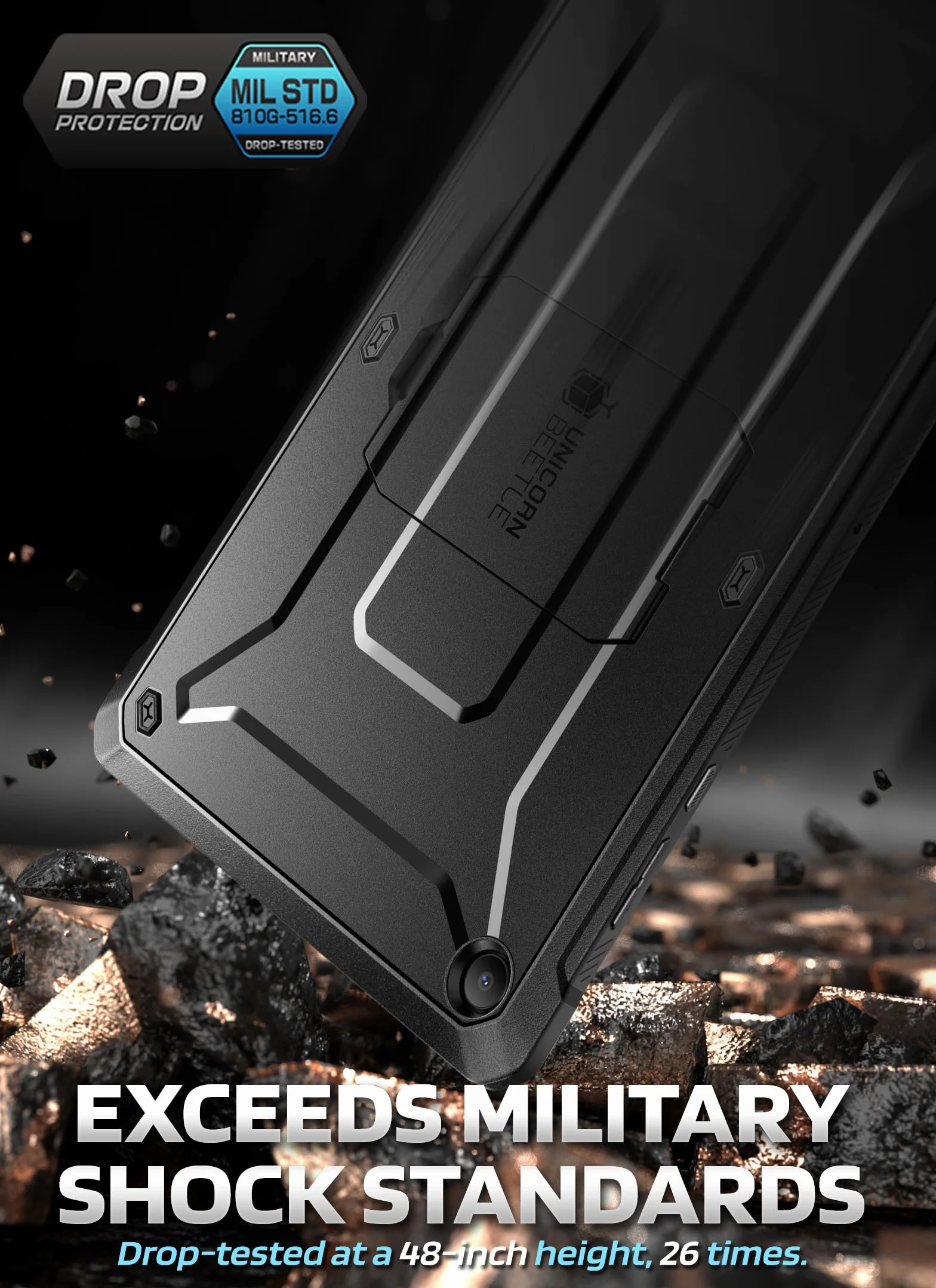 SUPCASE Etui Samsung Galaxy Tab A11 Plus Unicorn Beetle Pro wbudowana osłona ekranu wytrzymały pokrowiec ochronny czarny