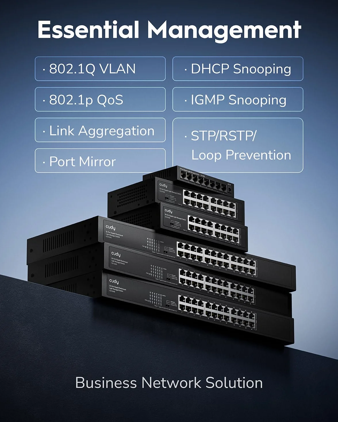 Cudy GS1016E 16 portów Light Smart Managed Gigabit Switch metalowy QoS VLAN IGMP LAG