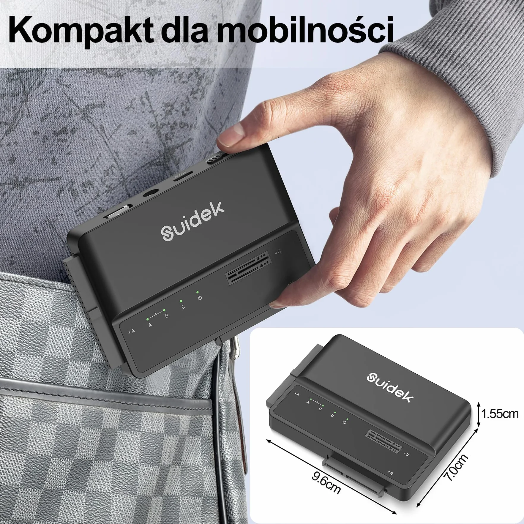 SUIDEK NVMe M.2 na SATA adapter USB 10 Gb/s, czytnik dysków twardych, bezpłatny adapter PCIe NVMe, SATA i IDE konwerter obsługuje M Key, SSD 2.5/3.5 i 3.5 IDE HDD