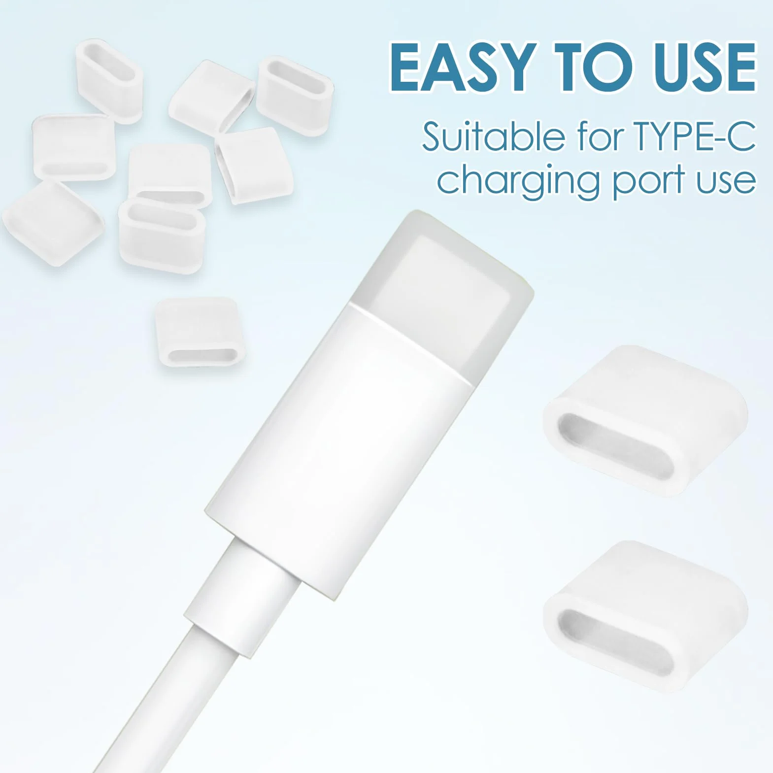 kiki fancy Nasadka ochronna USB-C 10 sztuk, zatyczka chroniąca przed kurzem, wtyczka USB-C z tworzywa sztucznego, pyłoszczelna osłona kabla do transmisji danych, osłona kabla do ładowania, zaślepki do