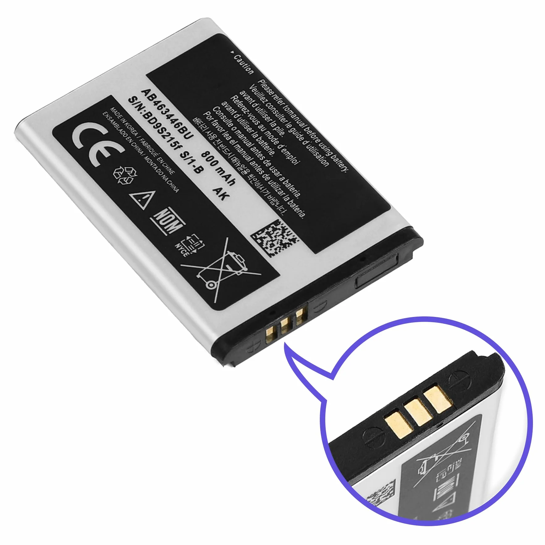 Akumulator AB463446BU AB553446BU AB043446BE kompatybilny z telefonem Samsung B2100 C3520 E900 E1150 E1190 E1200 E1310 E2330 E2530 E3210 I322 0 M32 00 X530 X680 Mobile Phone Baterie 800 mAh