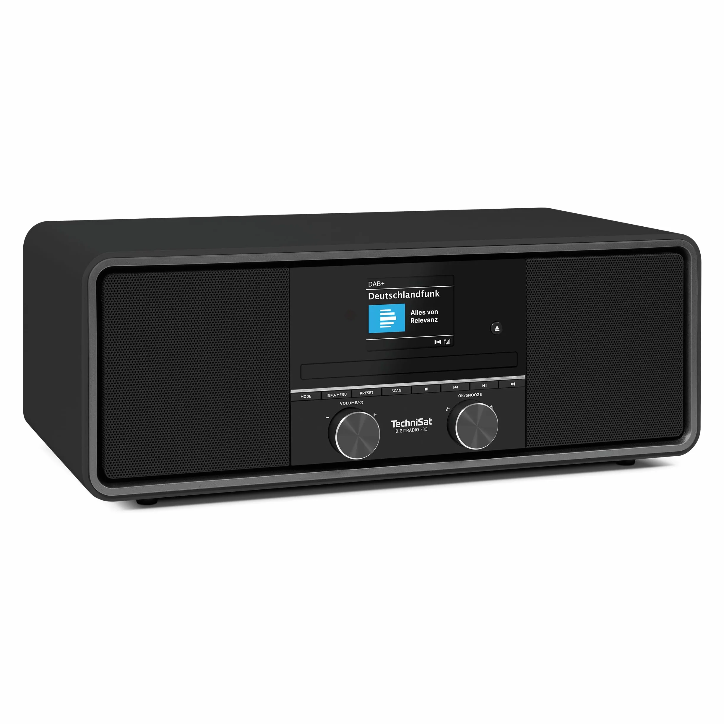 TechniSat DIGITRADIO 330 – radio stereo DAB+ FM z odtwarzaczem CD (Bluetooth 5.3, odtwarzanie MP3 z USB i funkcja ładowania, kolorowy wyświetlacz 2,4", budzik radiowy, pilot) czarne