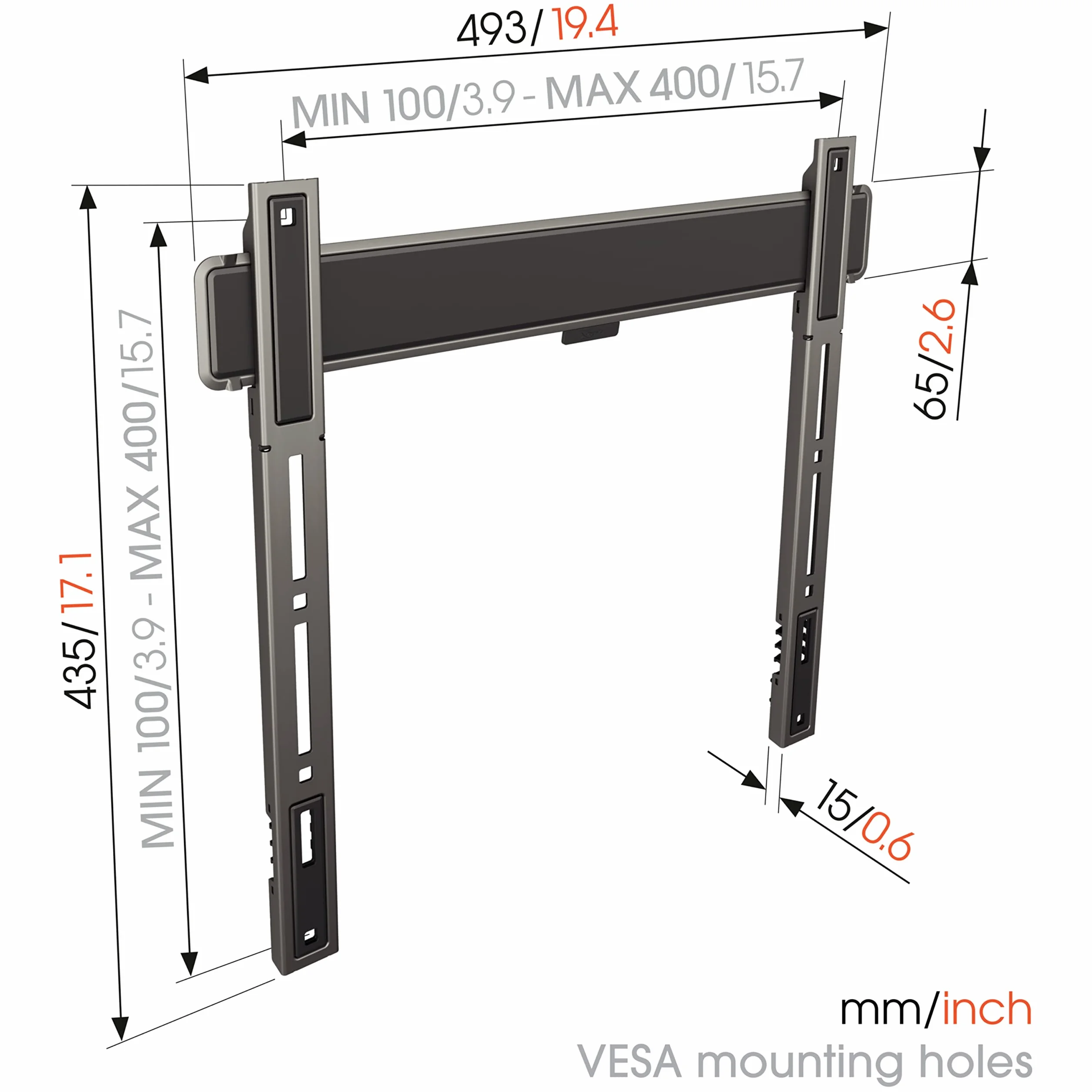Vogel's ELITE TVM 5405 black Extrem flache TV-Wandhalt.32-77