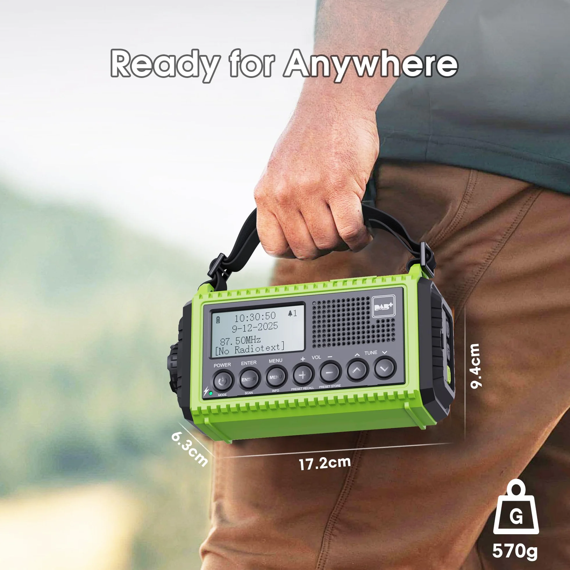 Radio korbowe DAB przenośne radio, radio korbowe z funkcją ładowania telefonu komórkowego, radio UKW/DAB Plus, akumulator 5000 mAh, do ponownego ładowania, awaryjna korbka radiowa, z latarką LED i lampką do czytania, alarm SOS na kemping