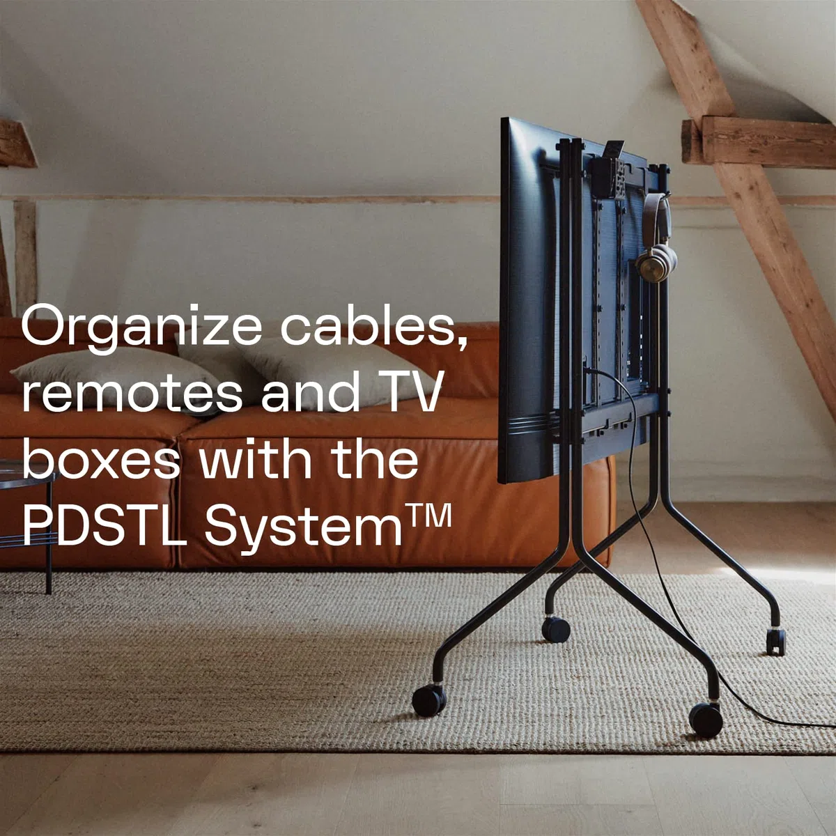 Uchwyt na konsolę TV i konsolę do gier, z tyłu mebla telewizyjnego Pedestal | kompatybilny z Xbox i PS4 | pasuje do stojaka pod telewizor Pedestal (czarny)