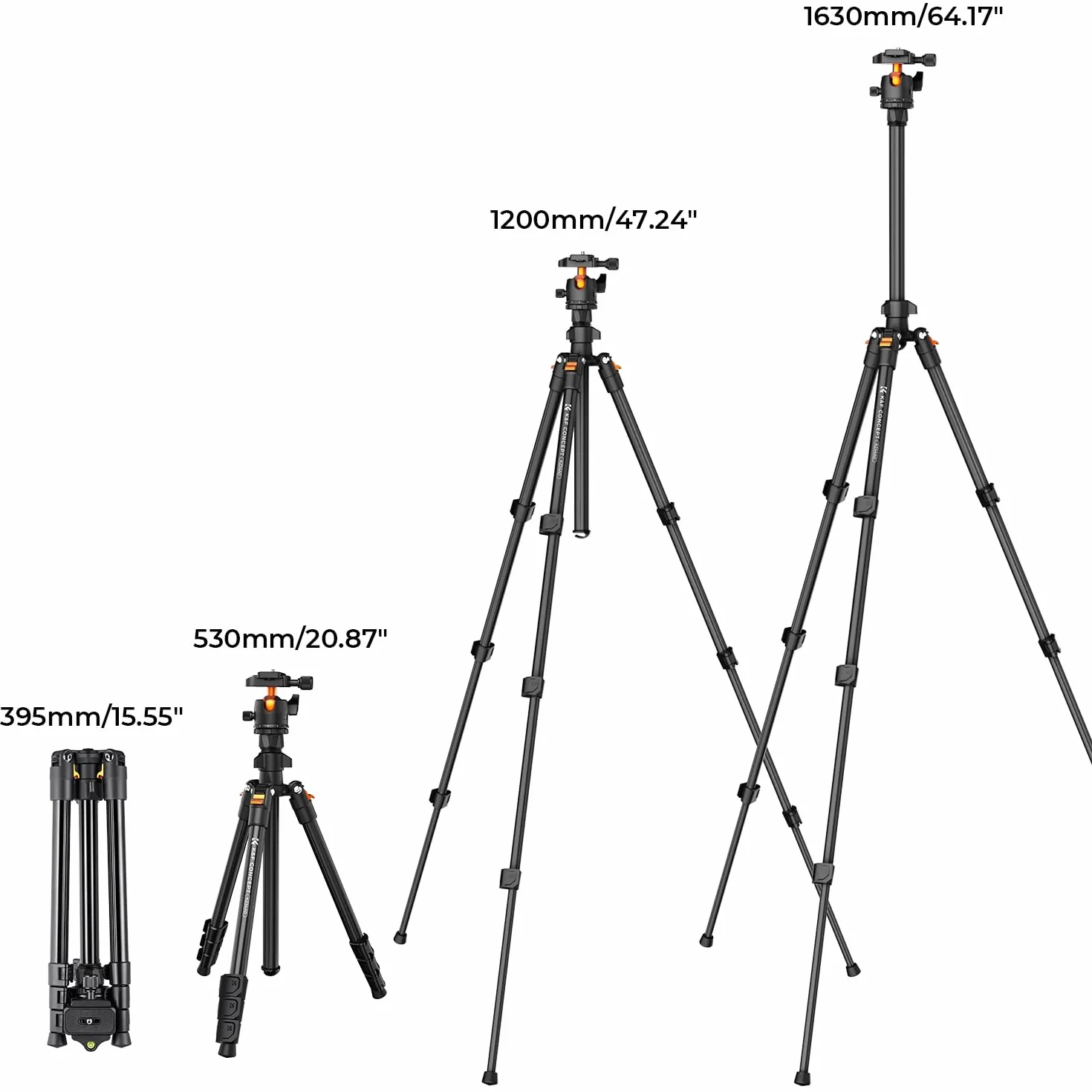 K&F Concept Statyw do aparatu 163 cm aluminiowy głowica kulowa nośność 20 kg K234A0+BH-28L
