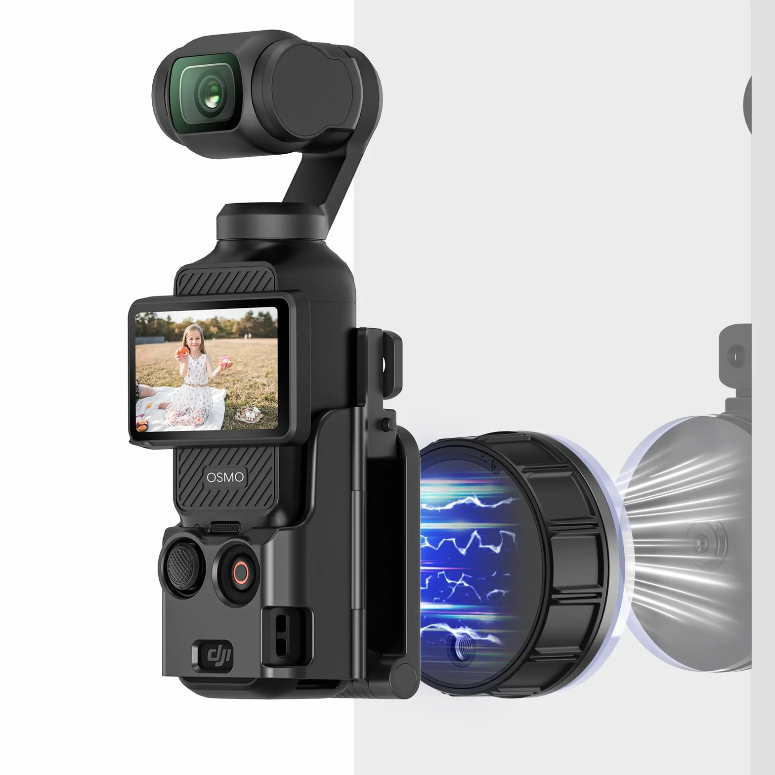 AMAZEAR Magnetyczny uchwyt i przyssawka samochodowa Combo do DJI OSMO Pocket 3, czarny