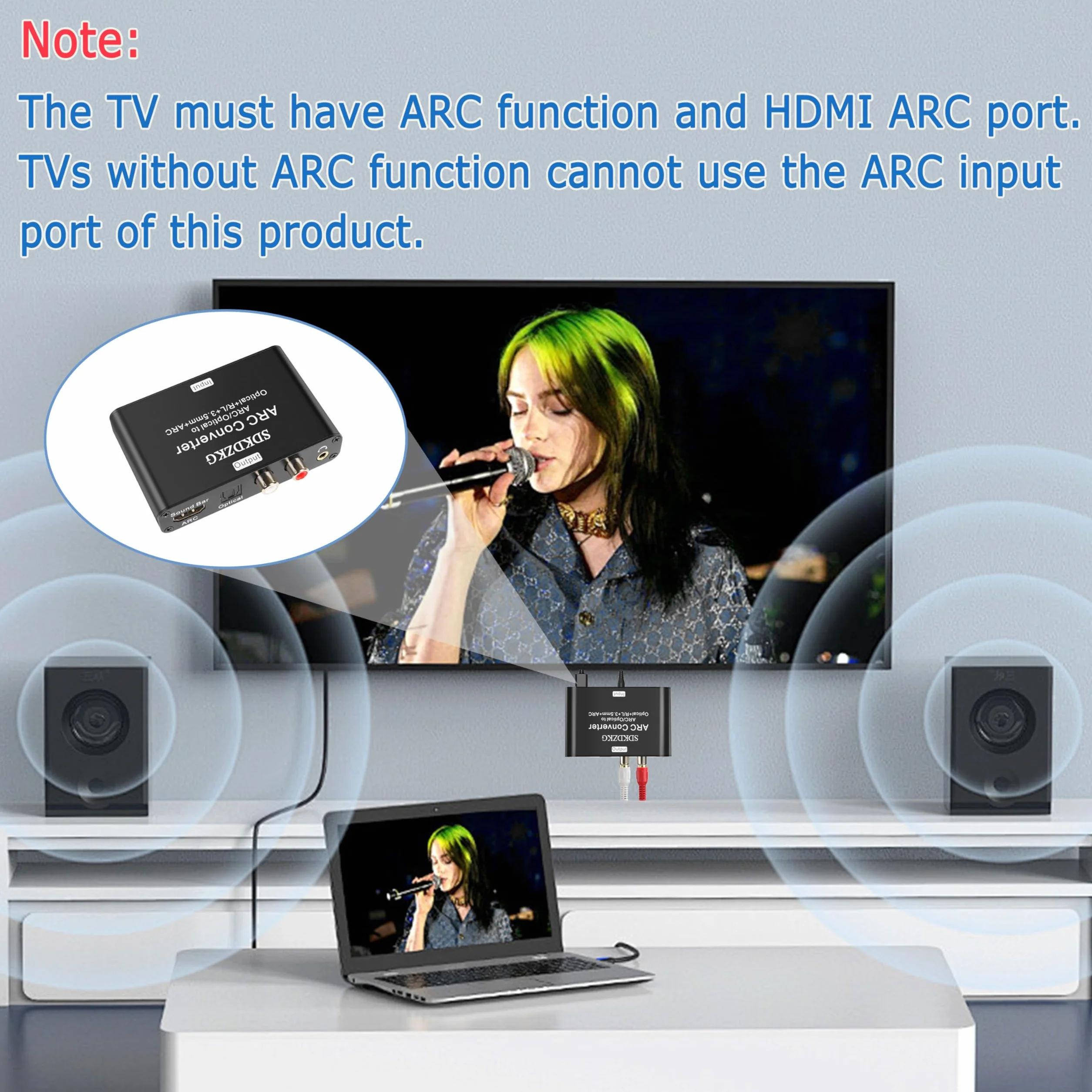 192KHz DAC Konwerter, HDMI ARC Audio Ekstraktor Adapter, HDMI/Cyfrowy Optyczny Toslink SPDIF do Analogowy Optyczny Toslink SPDIF,ARC, L/R lub 3,5 mm Jack Stereo dla HDTV Wzmacniacz Soundbar