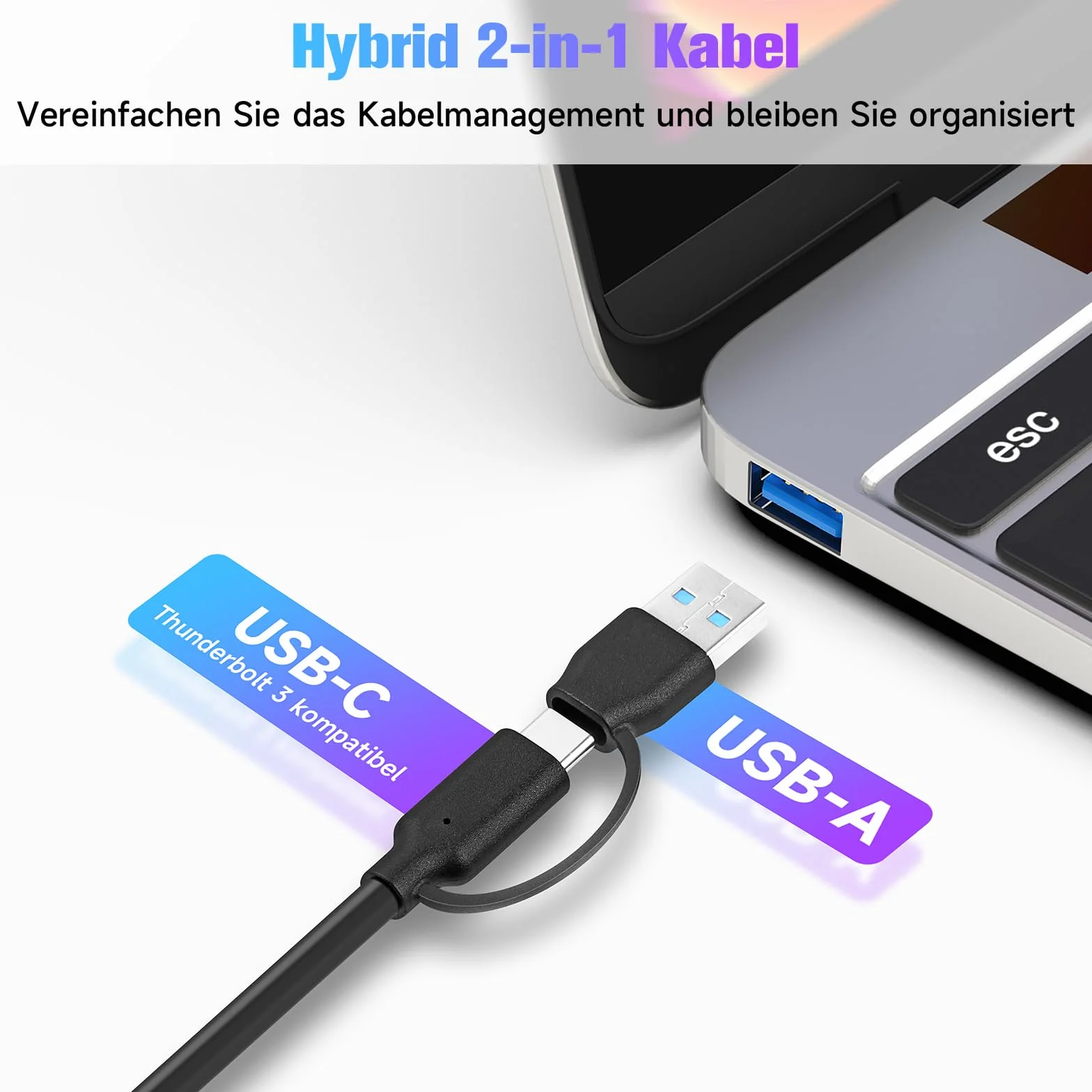 USB C 3.2 Hub Aktywny z zasilaczem, RSHTECH 7-portowy USB 3.1 Gen2 Hub z 3 * 10Gbps portami danych (Typ-A, 2 * Typ-C), 4 * portami Typ-A 3.0 5Gbps, przełącznik dotykowy, kabel danych 2-w-1 (100cm