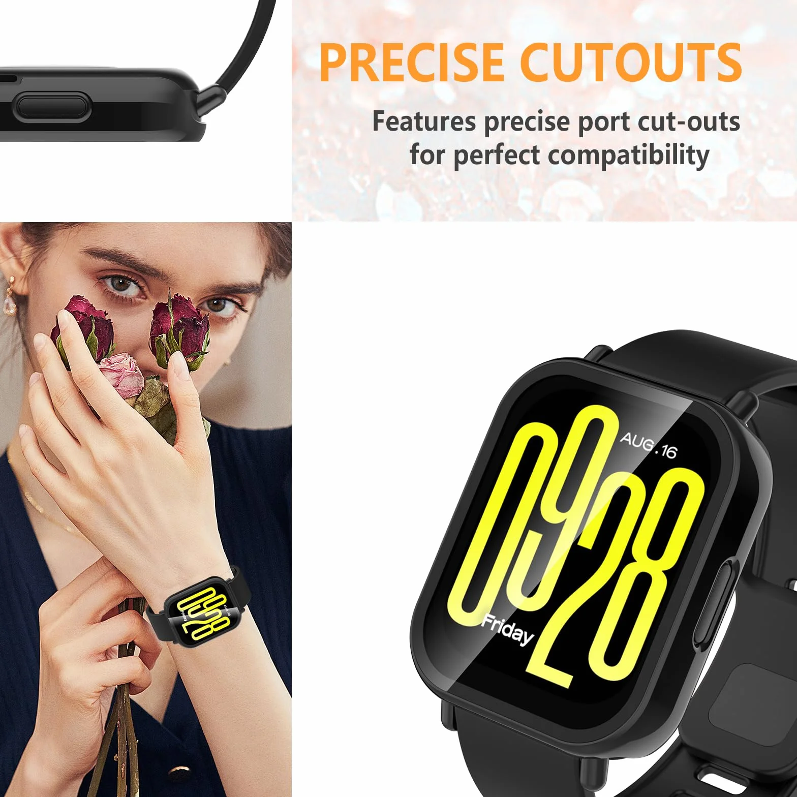 Hianjoo 5 sztuk etui ze szkła hartowanego kompatybilne z Xiaomi Redmi Watch 5 Active 【NIE do zegarka 5 Lite】, folia ochronna na ekran PC kompatybilna z Xiaomi Redmi Watch 5 Active