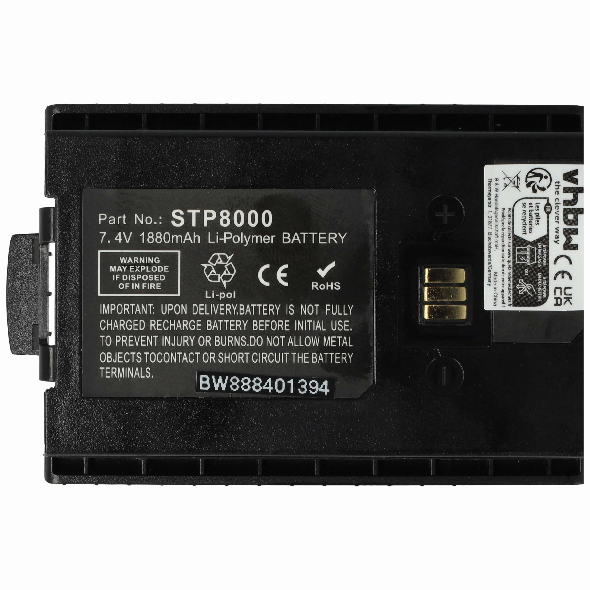 vhbw Akumulator kompatybilny z Sepura SC20, SC2020, SC2024, SC21, STP8000, STP8020, Walkie Talkie 1880 mAh 7,4 V litowo-polimerowy